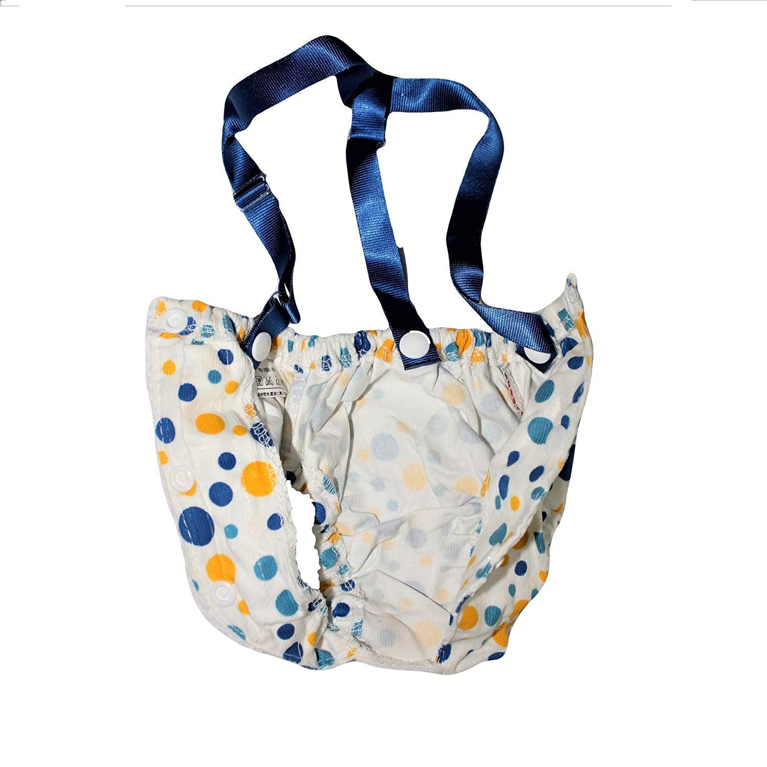 Funnydogclothes Female Dog Diaper With Suspenders Cotton Reusable Washable For Small Dog Breeds (Blue, Medium: Waist 13' - 16')