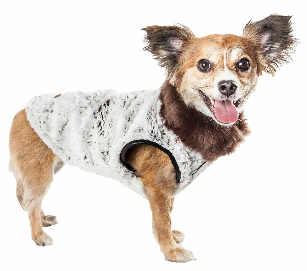 Pet Life ® Luxe 'Purrlage' Pelage Mink Fur Dog Coat - Dog Jacket with Hook-and-Loop Belly enclosures - Winter Dog Coats for Small Medium Large Dog Clothes