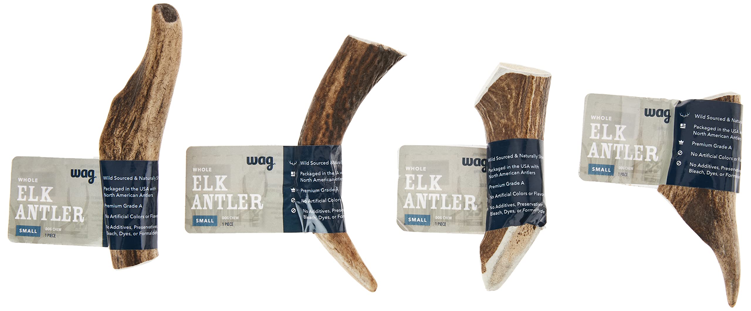 Amazon Brand - Wag Elk Antler - Whole - Long Lasting For Aggressive Chewers - Small 4-5.5 Inches (Best For Dogs Under 15 Lbs), 0