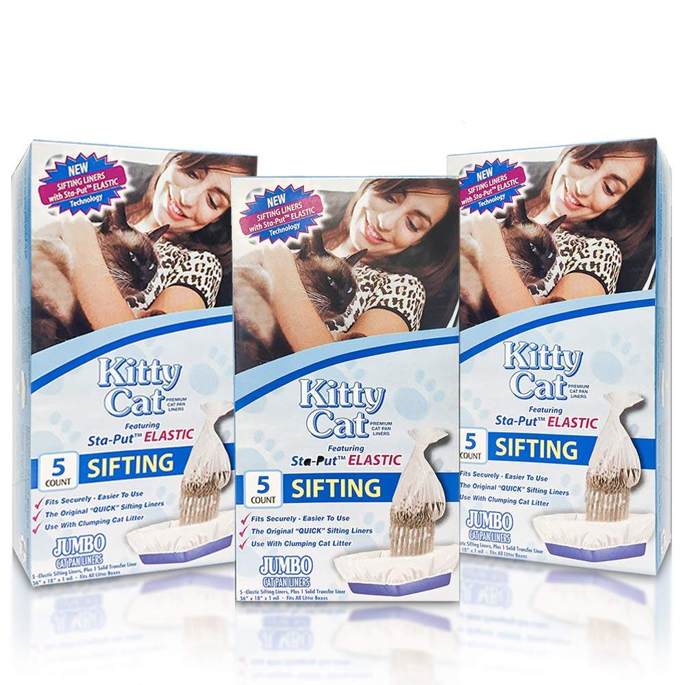Alfapet Sifting Cat Litter Box Liners - Jumbo 15 Count, Pack Of 5 - Tear-Resistant Cat Litter Bags, Waterproof Kitty Litter Liners, Fits Litterbox Pan Sizes X-Large, X-Giant, 37' X 18' 30 Lb Capacity