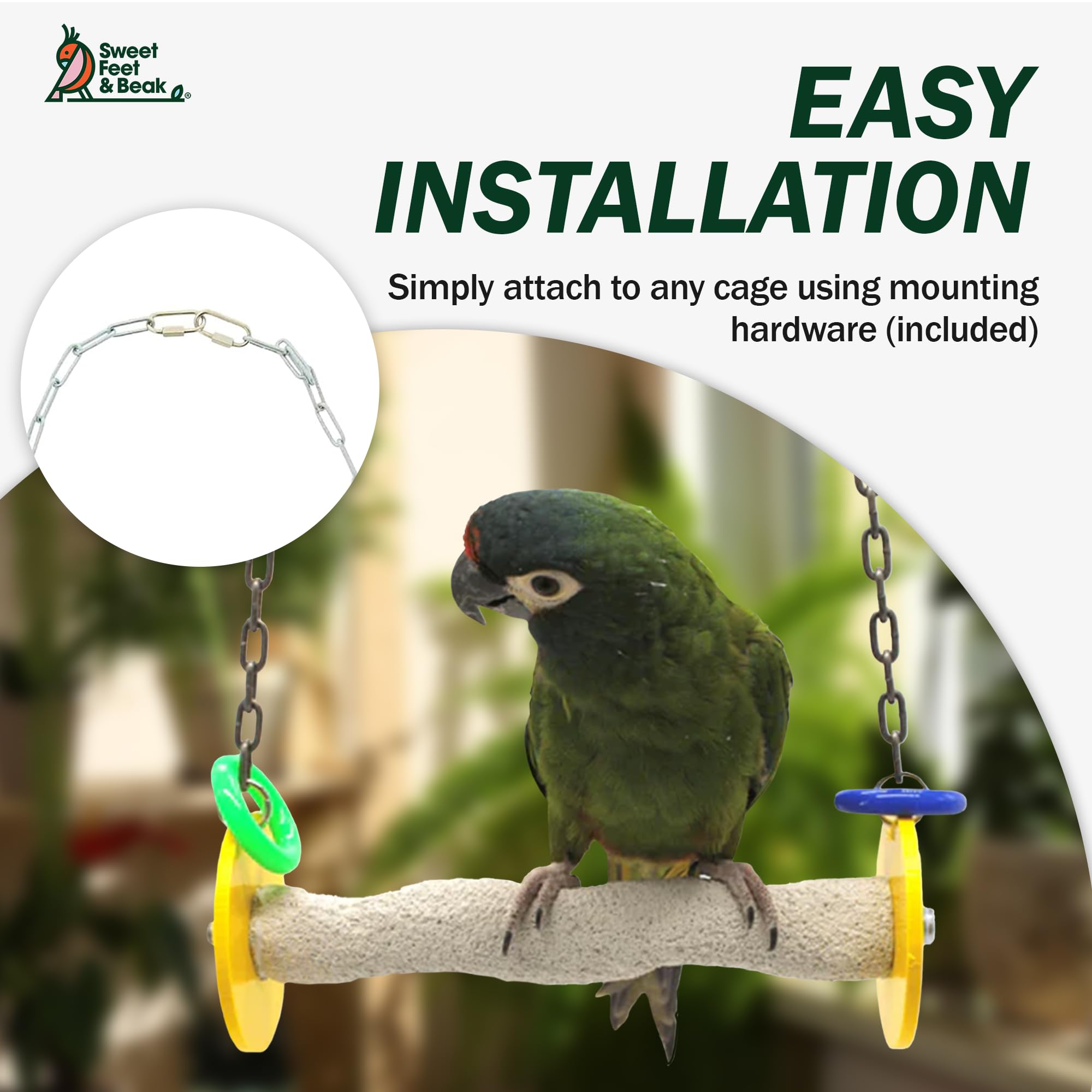 Sweet Feet And Beak Roll Swing And Perch Bird Toys - Keeps Nails And Beak In Top Condition - Handmade Pet Supplies - Safe And Non-Toxic Bird Cages Accessories - Parrot Toys (4.5' Orange Xs)