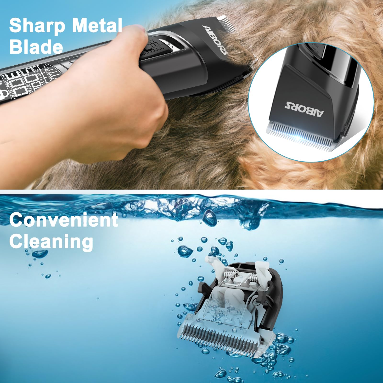 Aibors Dog Clippers For Grooming - 5 Speeds Quiet Dog Trimmer Grooming Kit For Thick Heavy Coats Dog Hair Clippers For Pets Cord