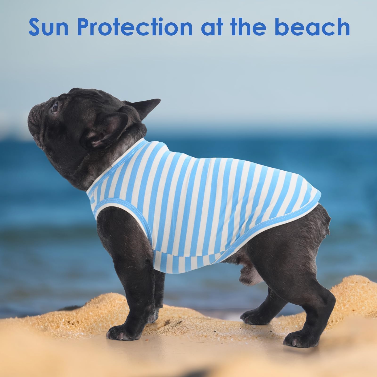 3 Pack Blue Striped Xl Dog Tshirt,Lightweight Sleeveless For Medium Dogs Boy,Summer Hot Weather Breathable Shirts For Outdoor Su
