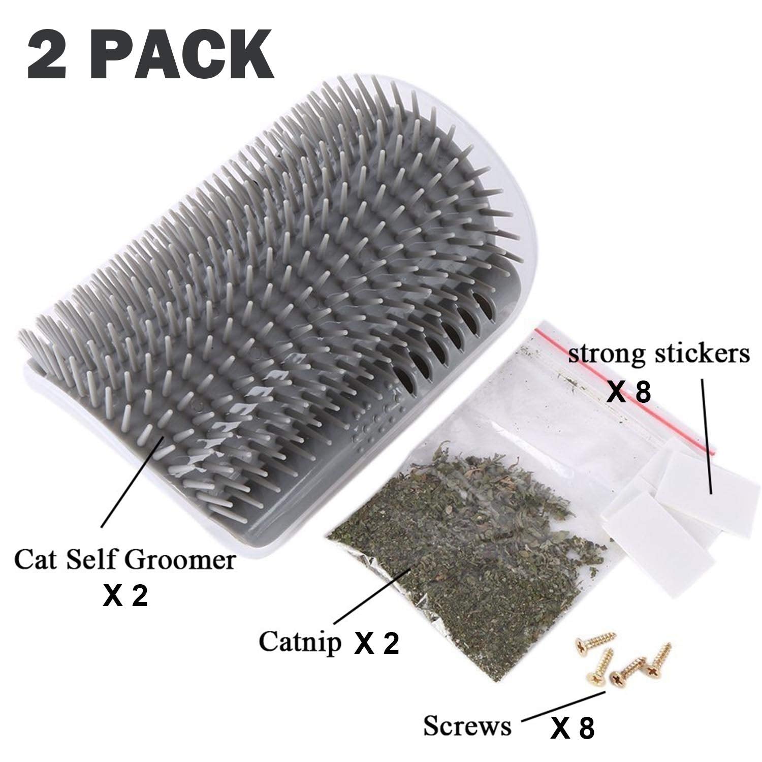 30 Softer cat Self groomer with catnip, Dog cat corner groomer,Wall corner Scratcher comb,grooming Massage Brush, Perfect Scratc