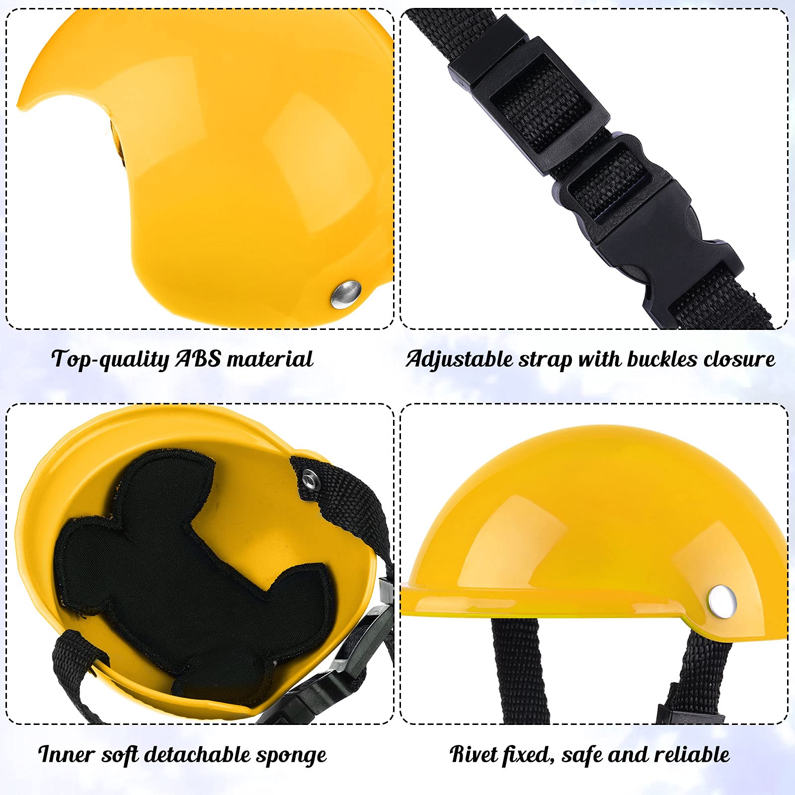 Pet Dog Helmet And Dog Goggles Set 4 Inch Padded Pet Motorcycle Helmet Dog Sunglasses Safety Pet Cap Dog Hard Hat Adorable Puppy Goggles With Adjustable Belt For Small Dog Riding,S Size (Yellow)