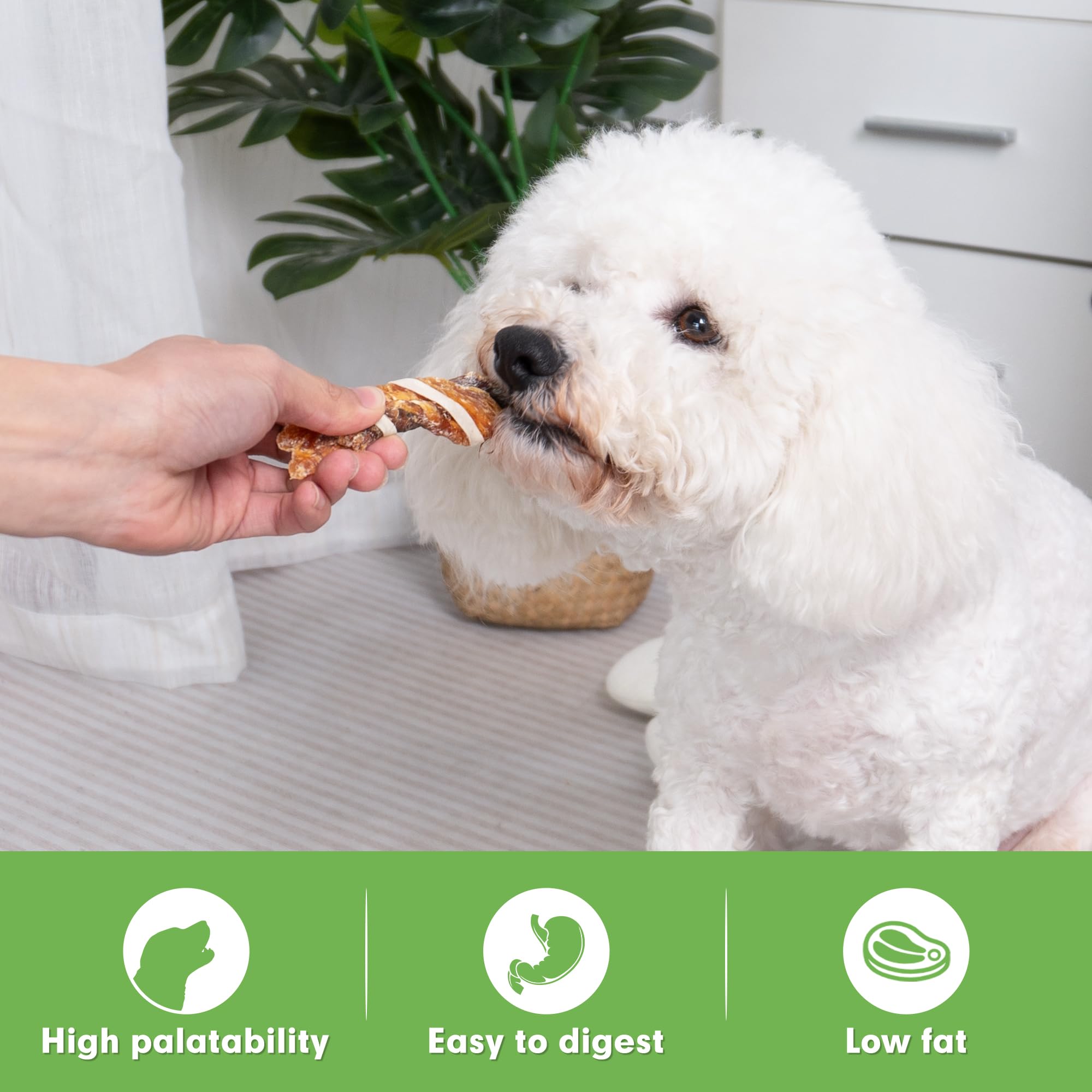 MON2SUN Dog Treats, Triple Flavor Jerky Twist Sticks, 5-7 Inch Chicken Duck and Codfish Sticks Chews for Small Dogs, Healthy Sna