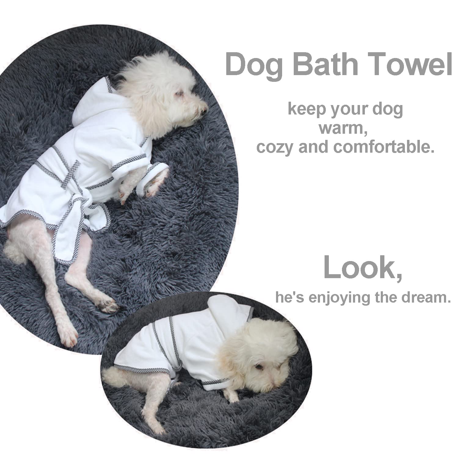 Dog Bathrobe, Microfiber Fast Drying Absorbent Hooded Bath Towel White For Puppy Small Medium Large Dog Cat (3Xl, White)