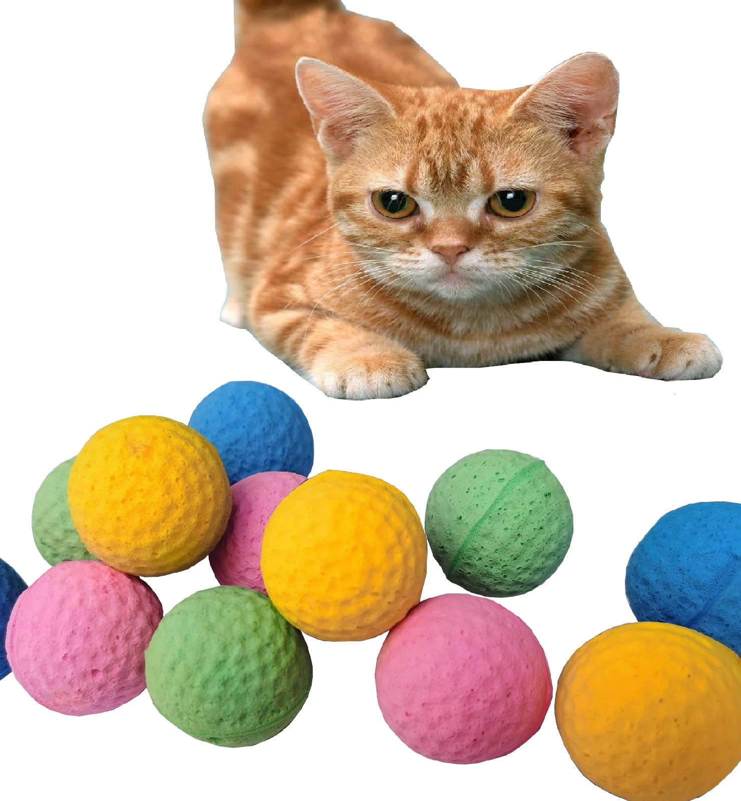 Ginfh Cat Foam Ball Cat Sponge Ball Toy Cat Soccer Ball Toy (Soccer Balls&Springs)