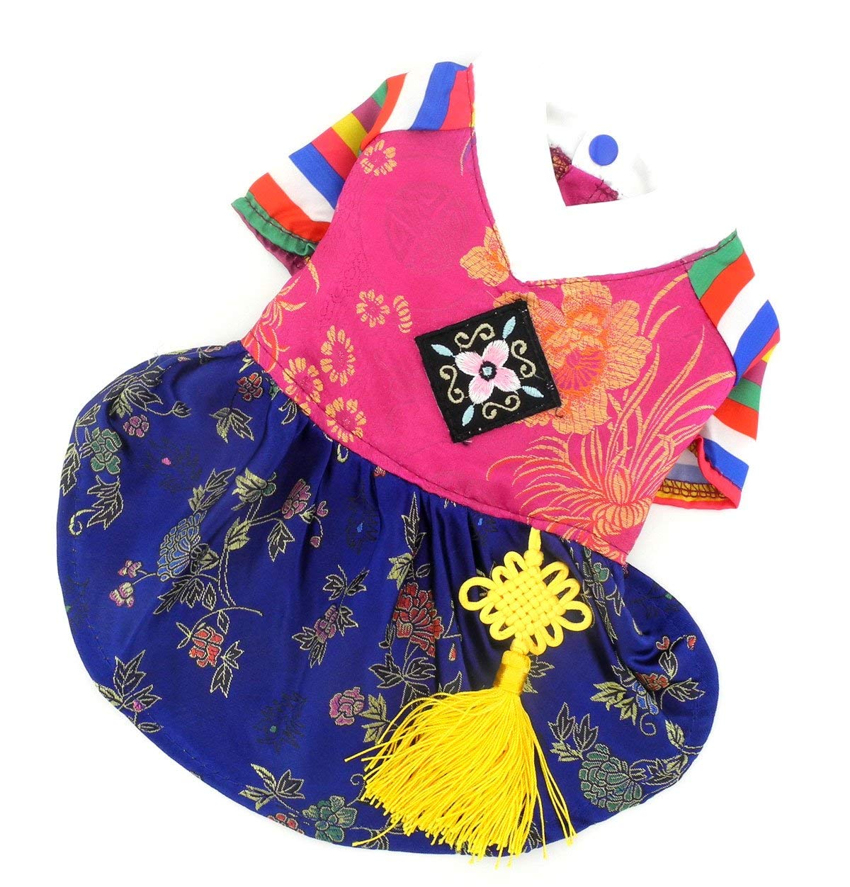 Selmai Ethnic Dog Costume Korean Traditional Knot Pendant Norigae Hanbok Embroidery Silk Pet Clothes Outfit Color Dress For Smal