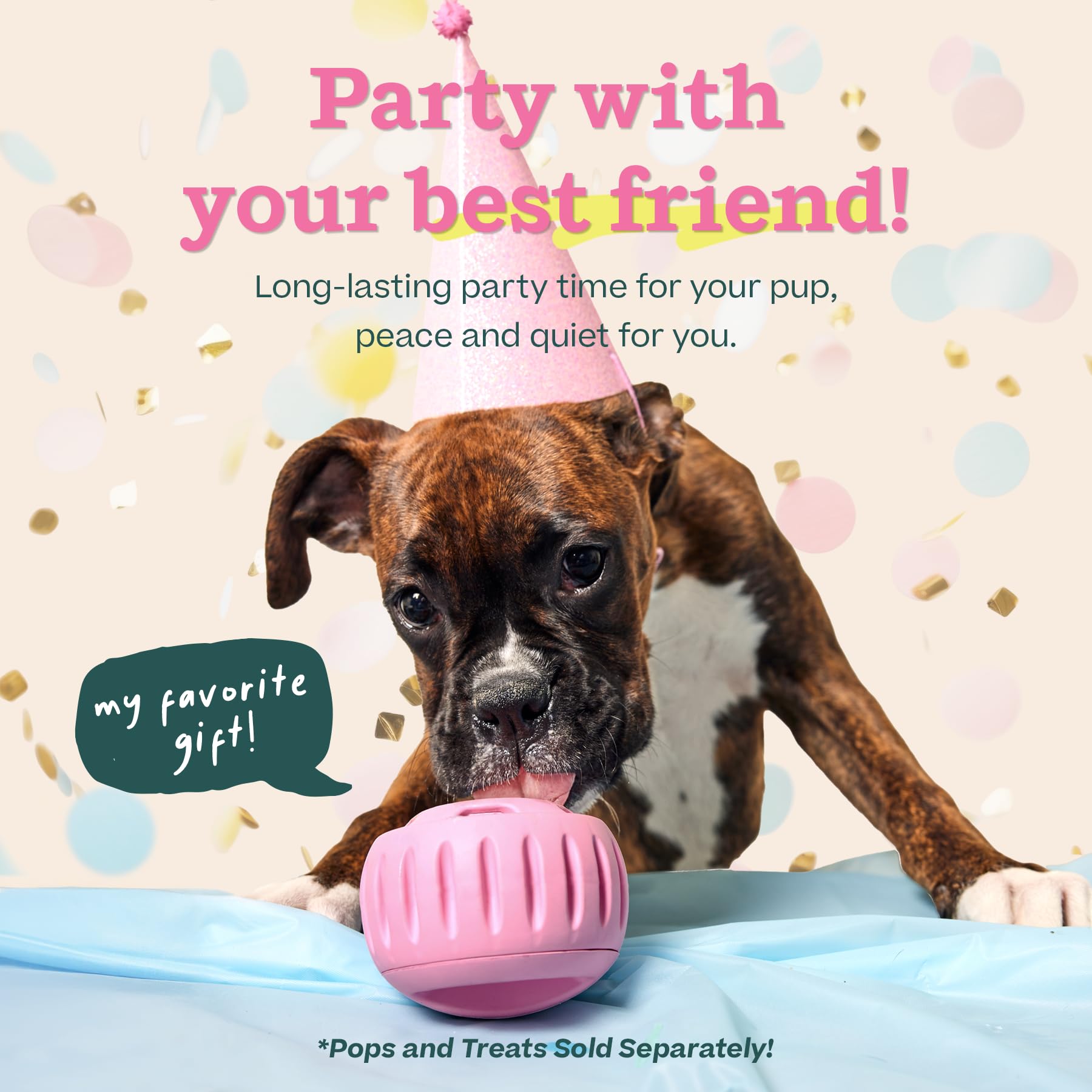 Woof Party Pupsicle - Long-Lasting Interactive Dog Toys For Boredom - Low-Mess Design - Birthday Gifts For Dogs - Large Dog Toys