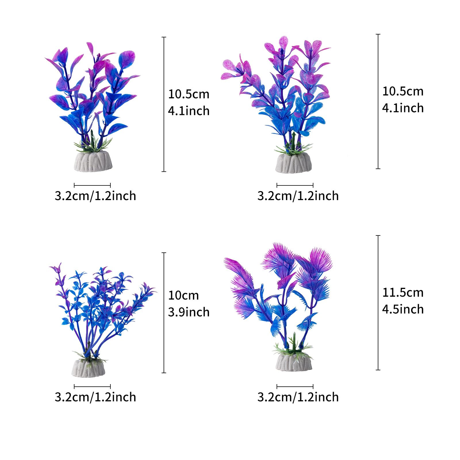 COMSUN 10 Pack Artificial Aquarium Plants, Small Size 4 inch Approximate Height Fish Tank Decorations Home D  cor Plastic Purple