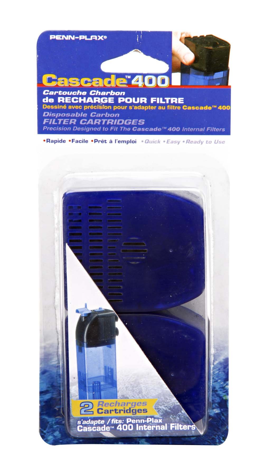 Penn-Plax Cascade 400 Filter with Replacement Cartridge, Green, 11.75 x 47.5, 2-Pack - Ideal for Aquatic Environments
