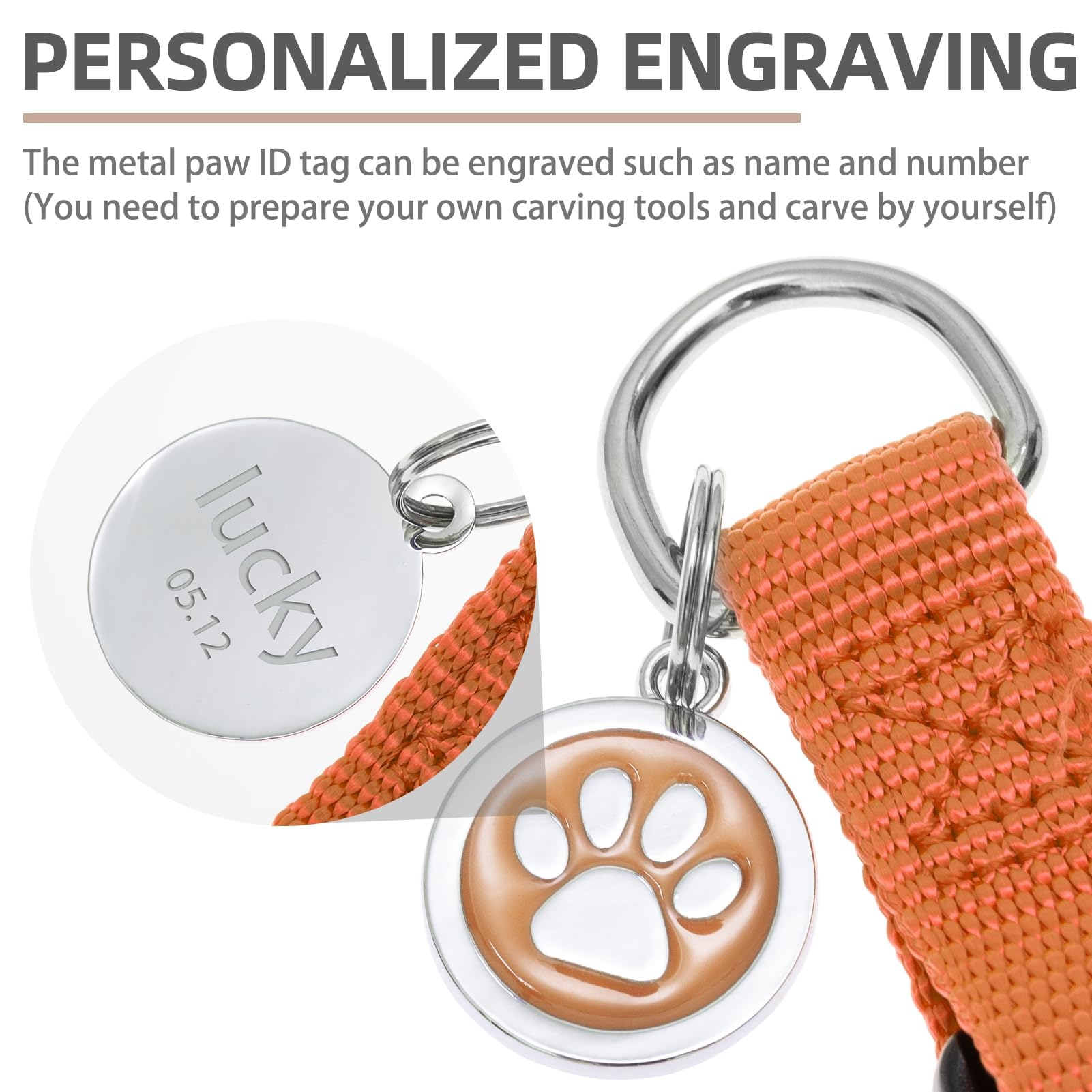 Pupteck No Pull Dog Harness Soft Adjustable Basic Nylon Step In Puppy Vest Outdoor Walking With Id Tag Orange