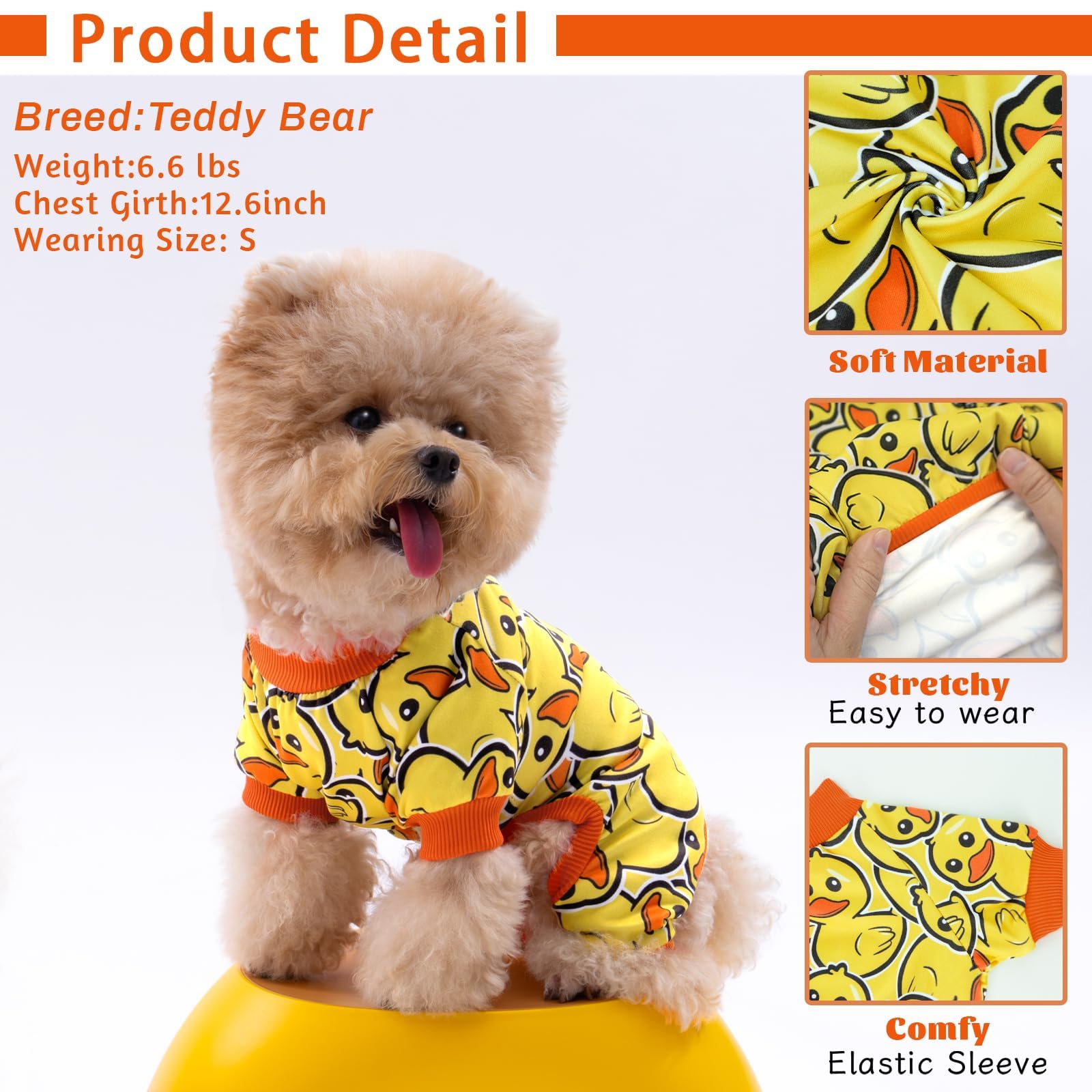 Xpudac 4 Pack Dog Pajamas Soft Strechy Duck Pink Print Puppy Clothes For Large Medium Dogs Girl Boy Cat Apparel-3X-Large