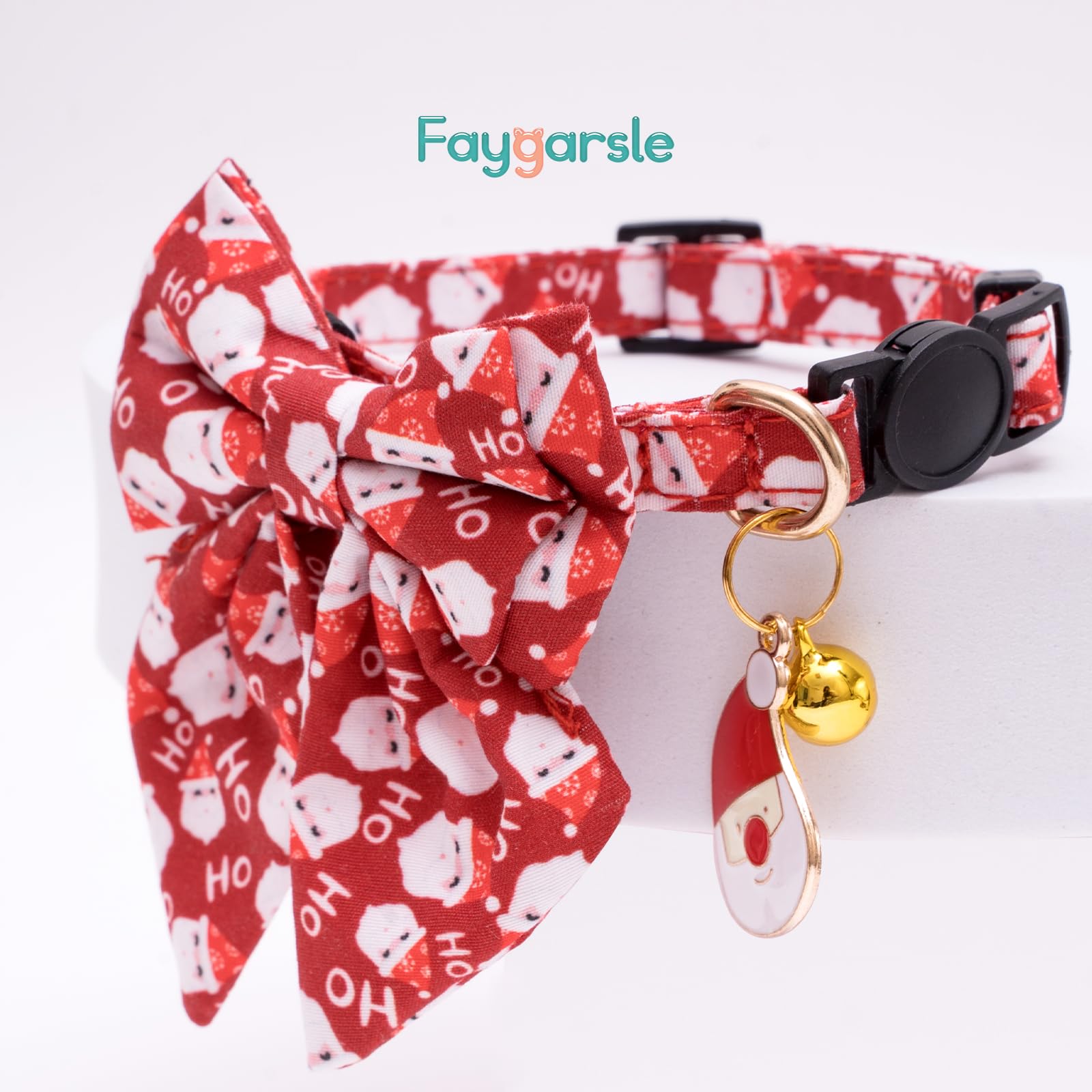 Faygarsle 2 Pack Christmas Cat Collar Cute Holiday Cat Collar With Bow Tie Breakaway Red Green Winter Collar For Boy And Girl Ca