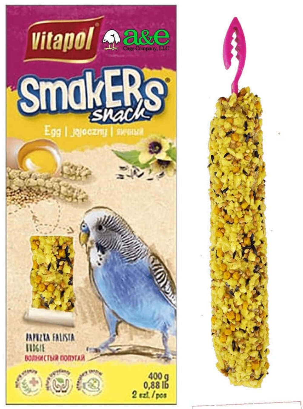 A&E Cage Co. Smakers Treat Sticks For Parakeet In Egg Flavor