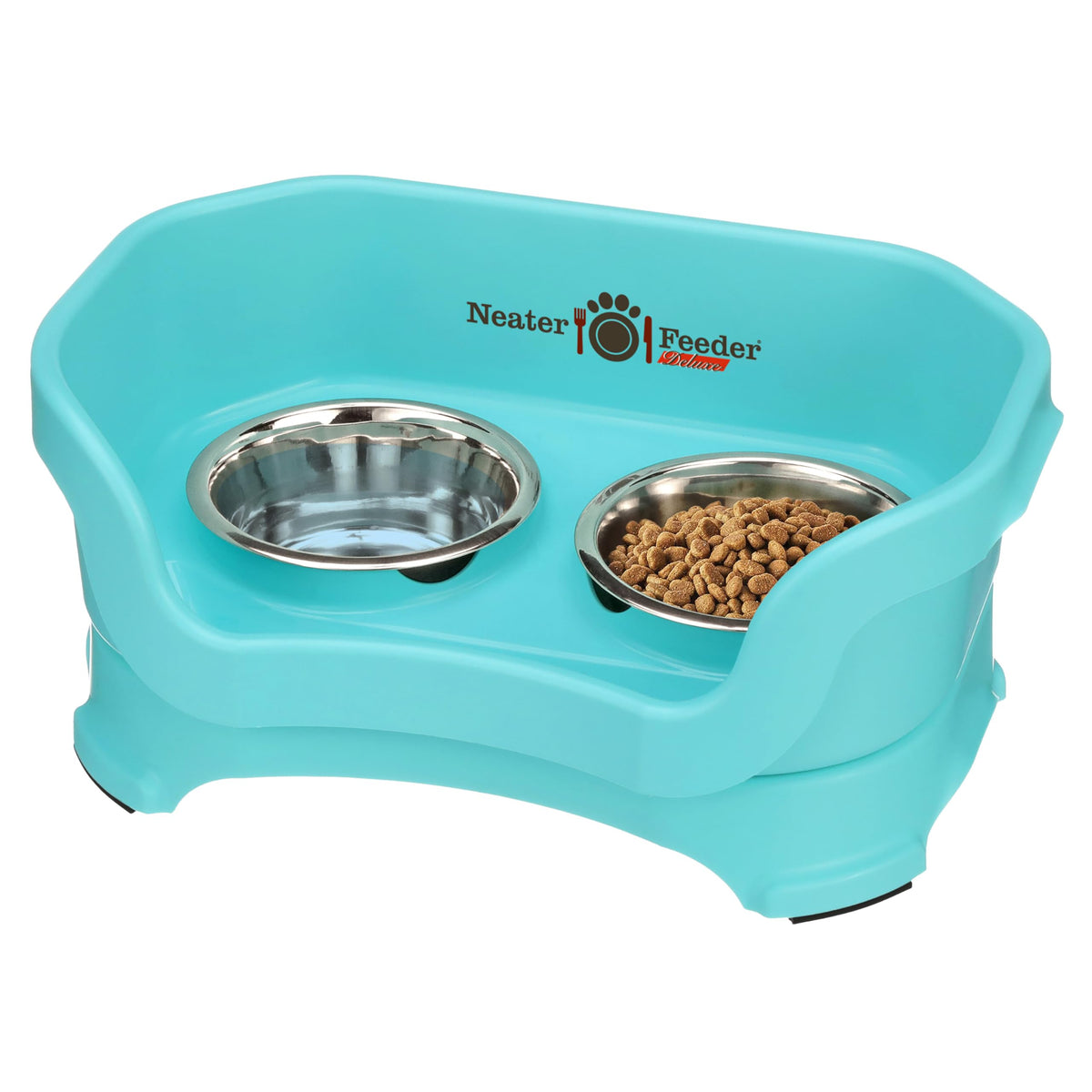 Neater Feeder Deluxe Mess Proof Cat Bowls Elevated For All Breeds - Made In Usa - No Spill Raised Bowls For Indoor Cats - Stainl