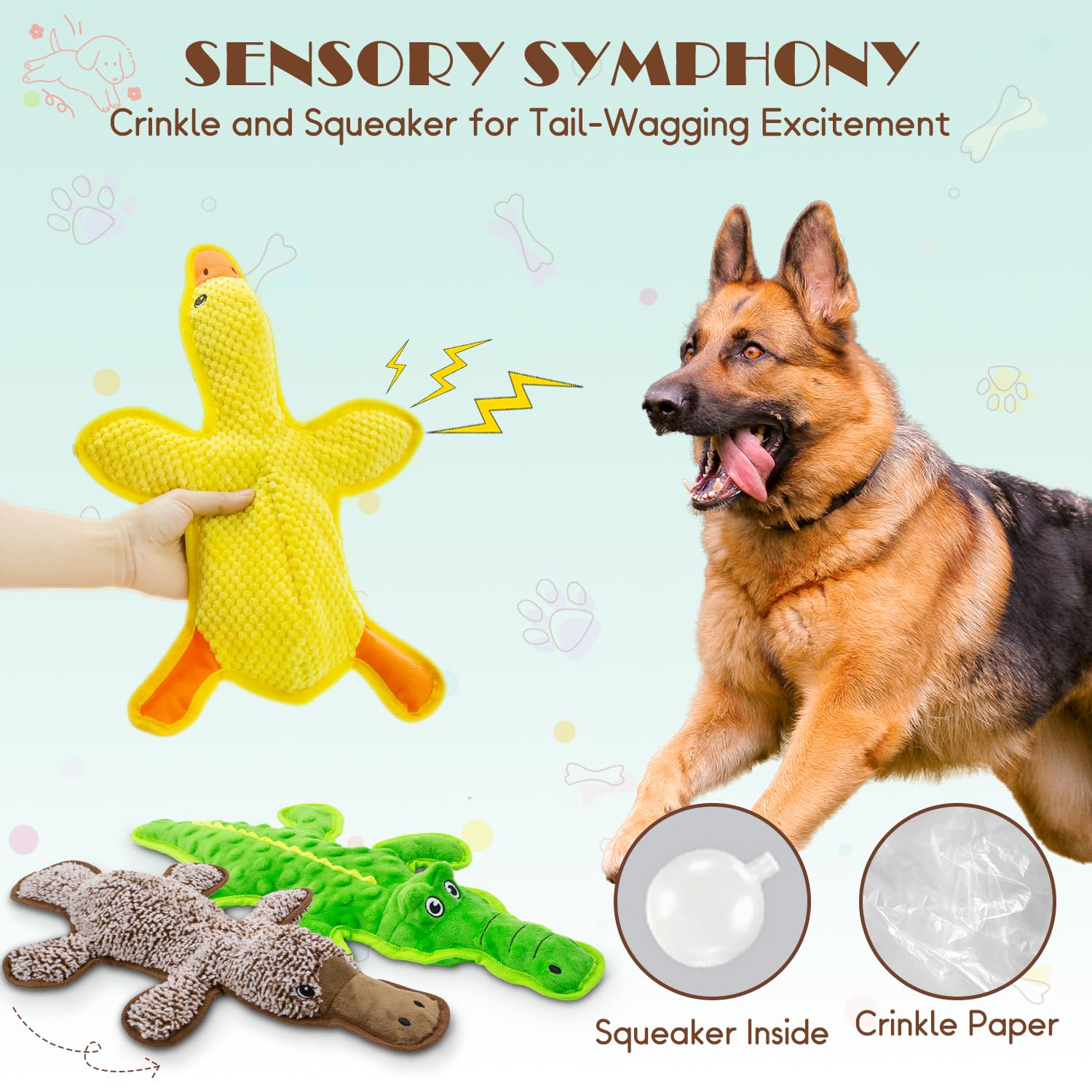 Maoooob No Stuffing Dog Squeak Toys-3 Pack Chew Toys For Small Medium Large Breed- Durable Puppy Teething Interactive To Keep Th