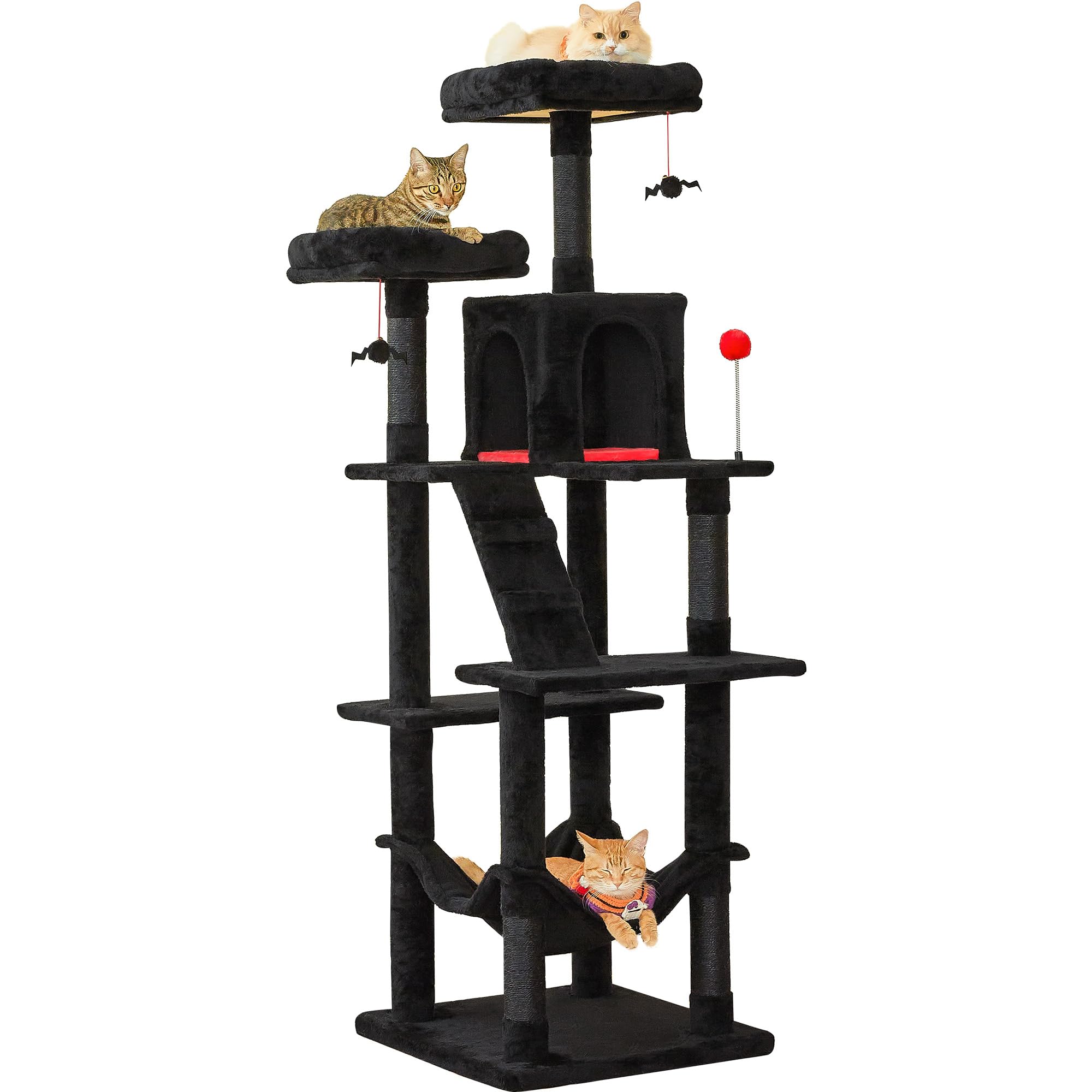 Mwpo Gothic Large Cat Tree, 70.1-Inch Multi-Level Tall Cat Tower For Indoor Cats, Plush Cat Condo With Big Padded Perches, Sisal