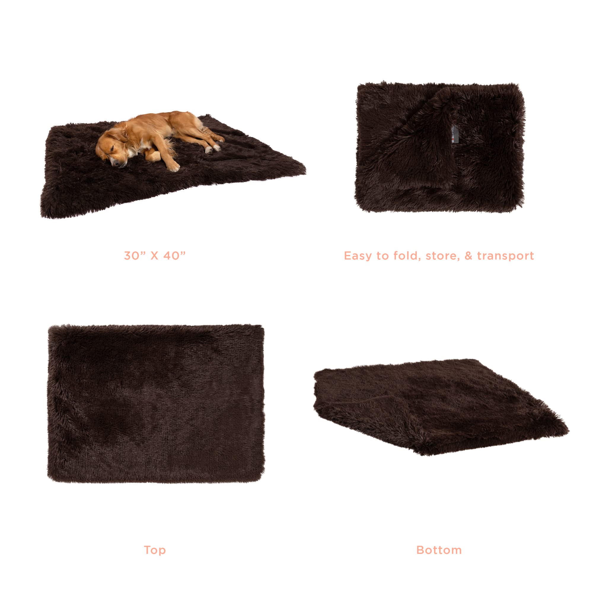 Best Friends By Sheri Calming Shag Fur Pet Throw Blanket, Darck Chocolate, 30'X40'
