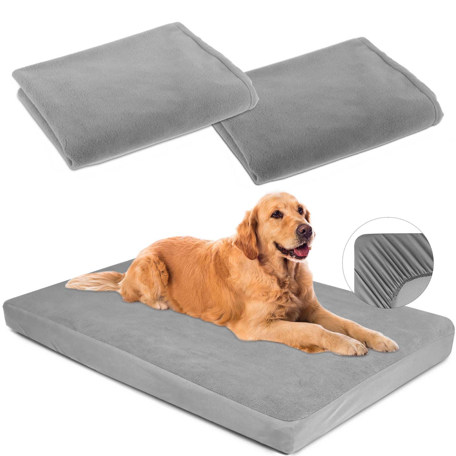 Dog Bed Covers Replacement Washable 100% Waterproof Soft Dog Bed Sheet Grey 2 Pack 20'' x 30'' XS