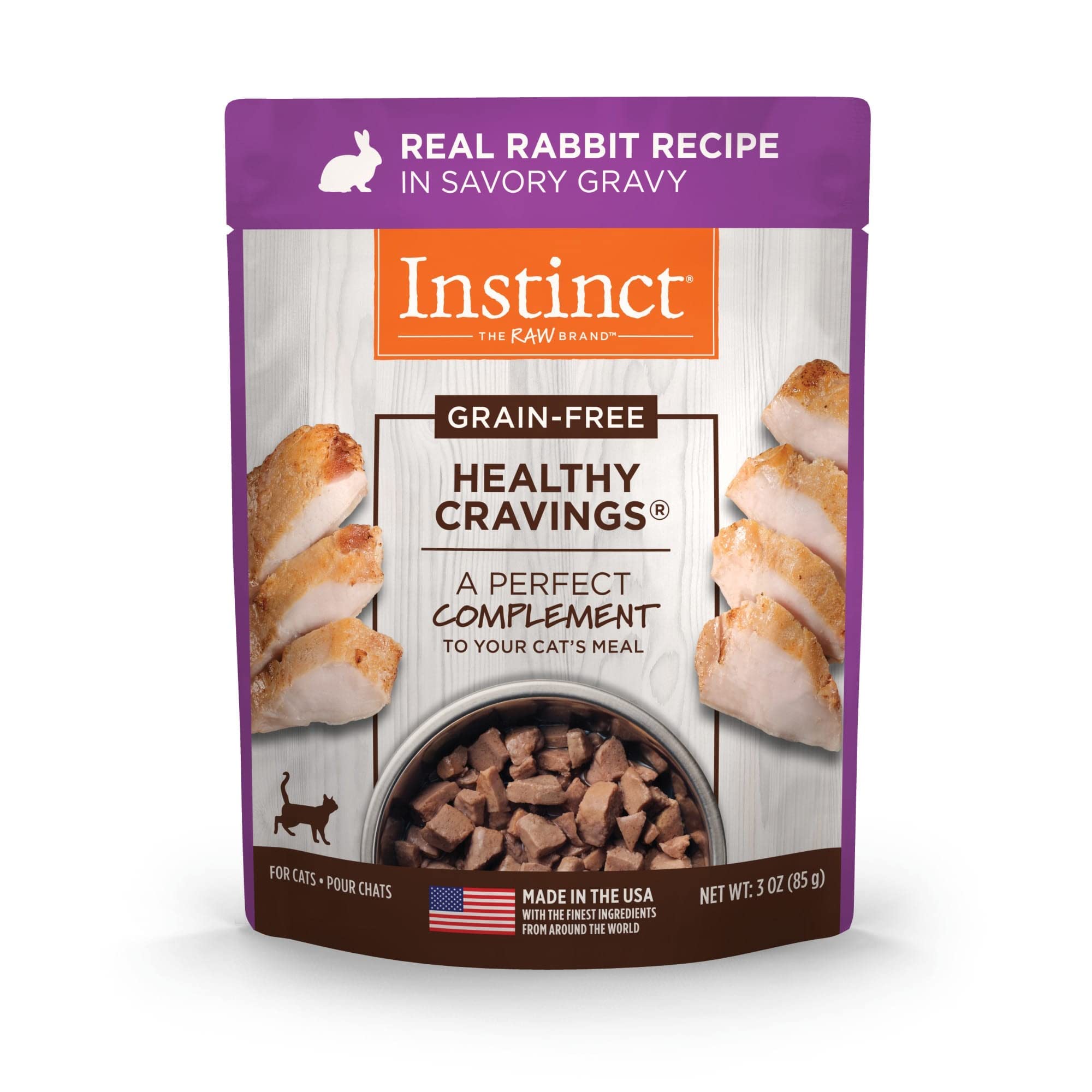 Instinct Healthy Cravings Grain Free Real Rabbit Recipe Natural Wet Cat Food Topper, 3 Ounce (Pack of 24)