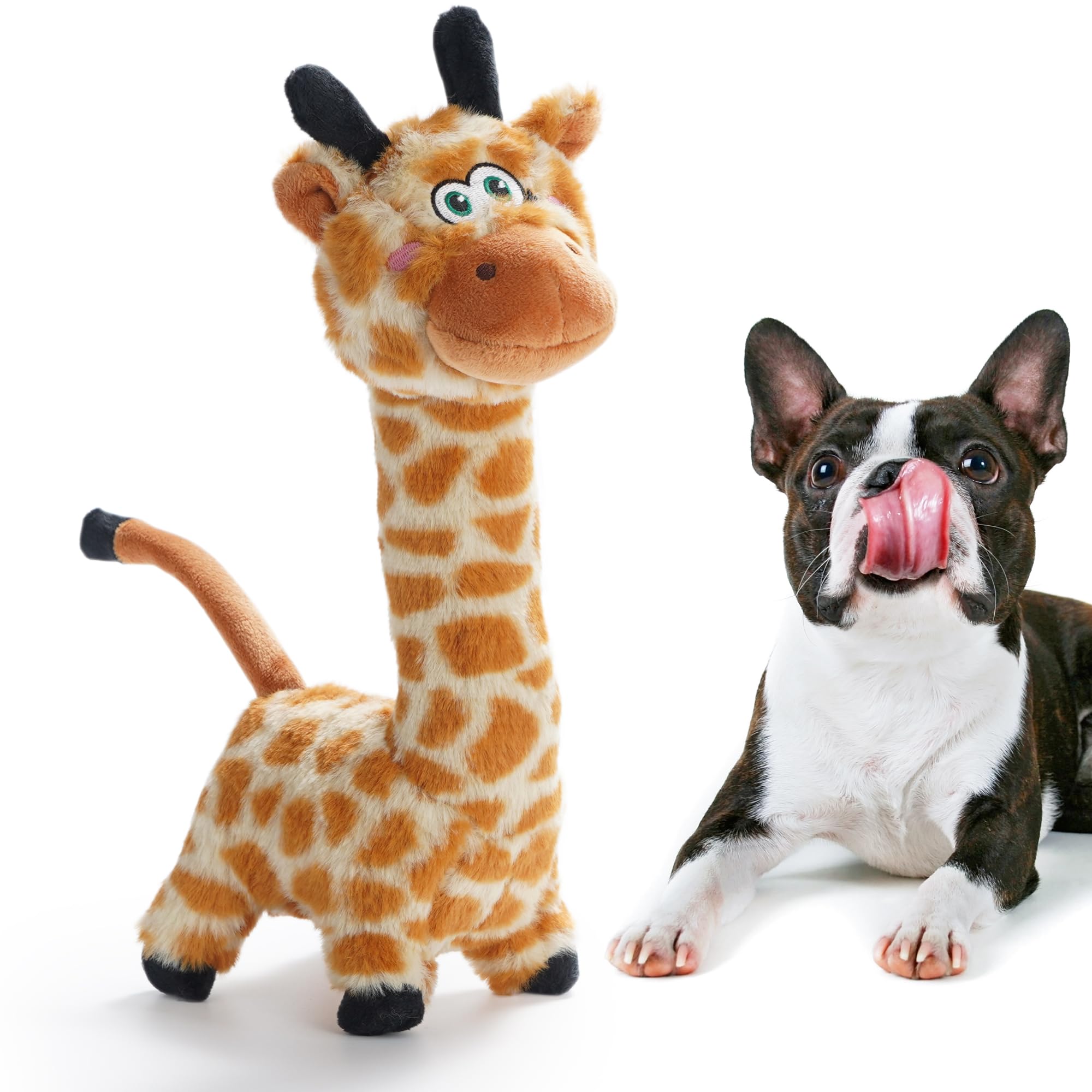 Nocciola Twistable Giraffe Pup Dog Toy, Interactive Stuffed Plush Crinkle Puppy Supplies For Small Medium Breeds To Keep Them Bu