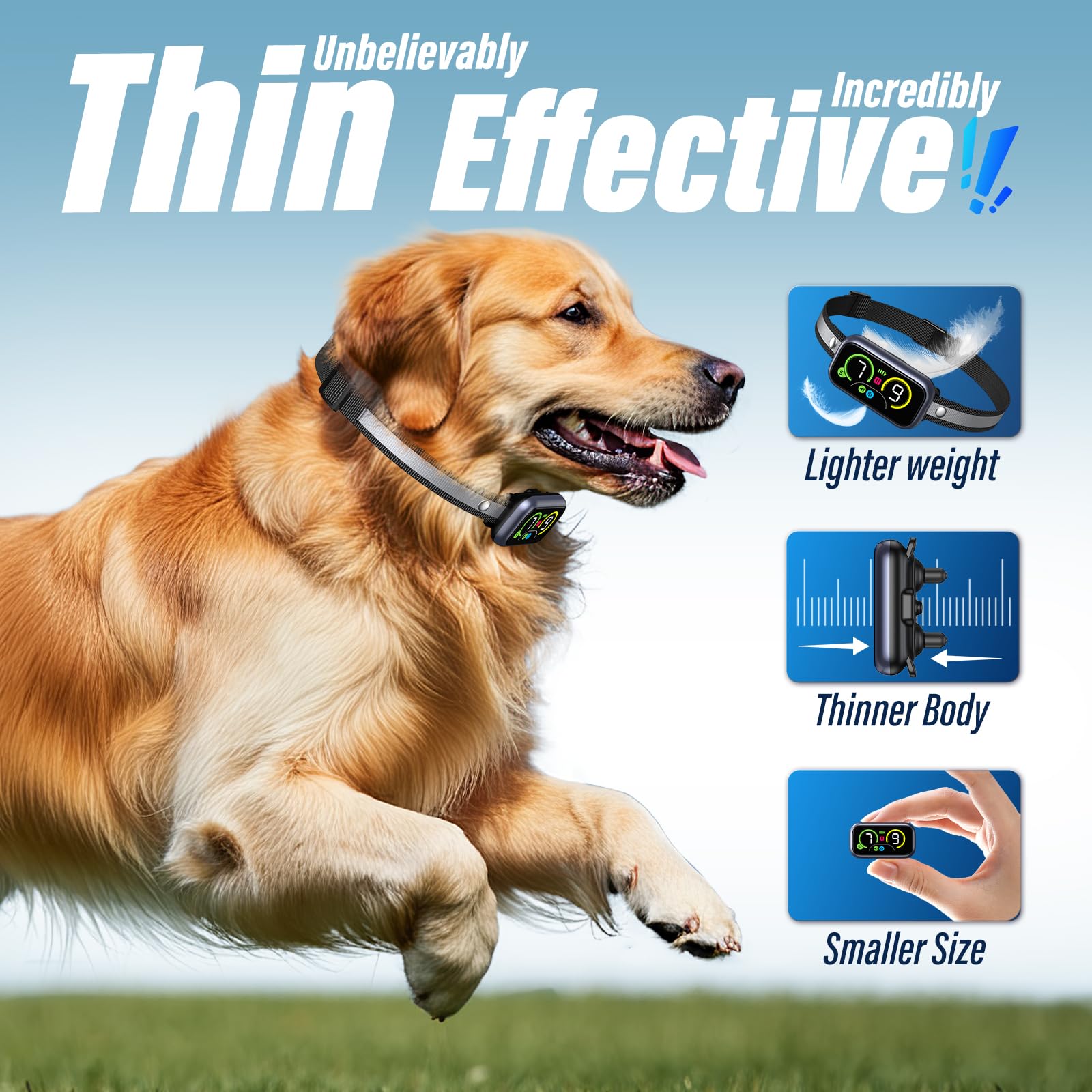 Dog Bark Collar For Large Medium Small Dogs, Smart Barking Collar, Effective No Bark Collar With Adjustable Beep Vibration Corre