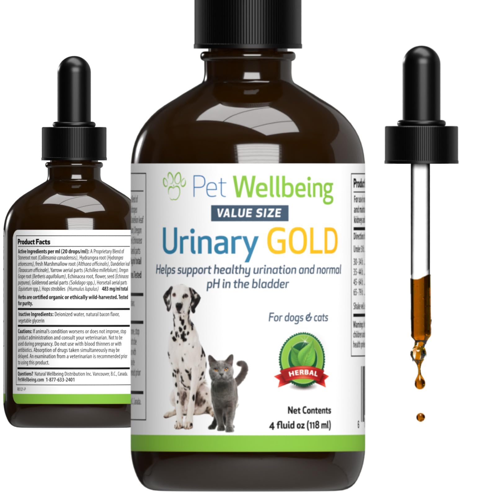 Pet Wellbeing Urinary Gold for Dogs - Supports Urinary Tract Health, Normal Frequency, Healthy Immune Response, Stoneroot, Hydra