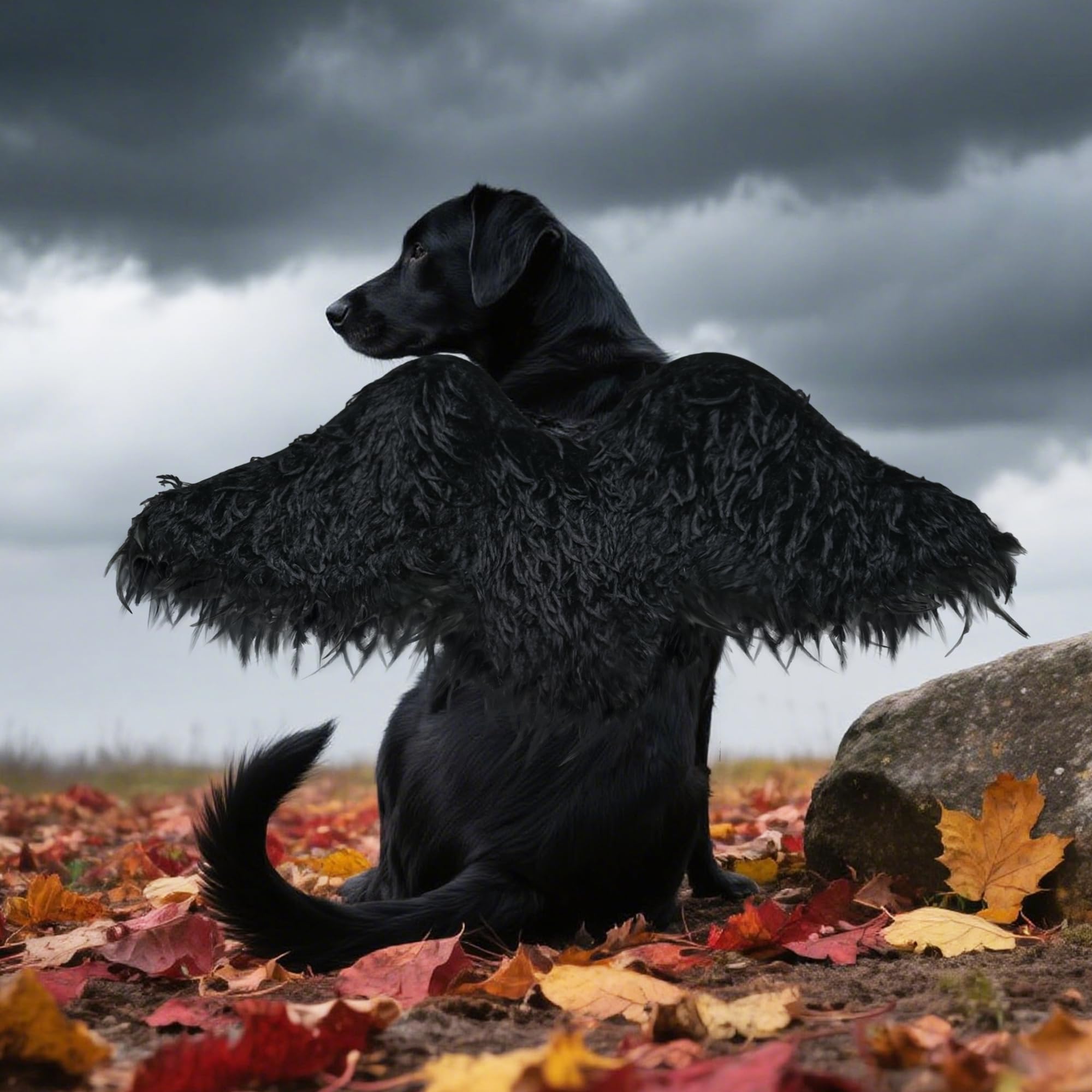 Funny Faux Feather Wing Costumes for Dog, Furry Bird Angel Wing Pet Clothing for Halloween (Black Feather Wing, Size L)