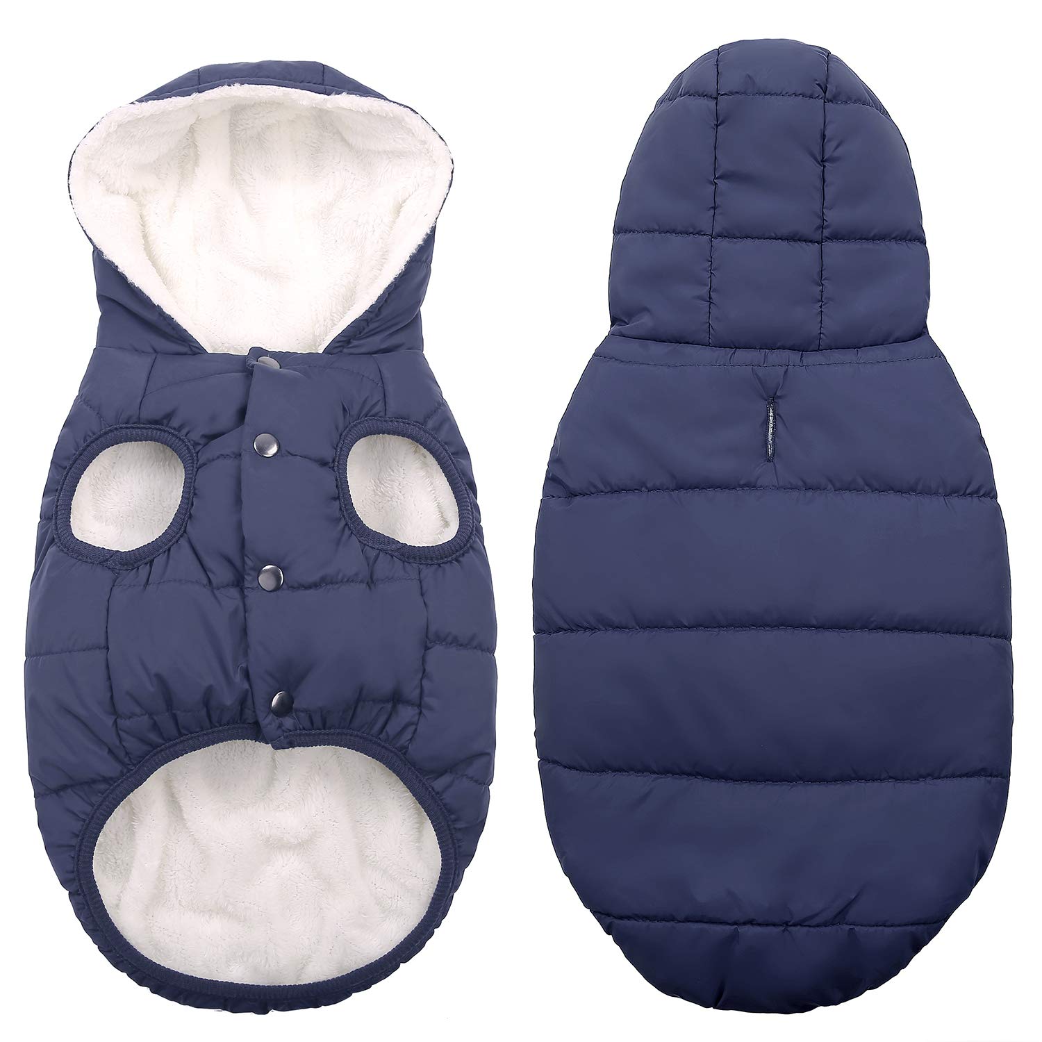 Fleece Hoodie For Dogs - Windproof Waterproof Coat, Winter Warm Jacket, Cold Weather Pet Apparel Clothes Vest For Small Medium L