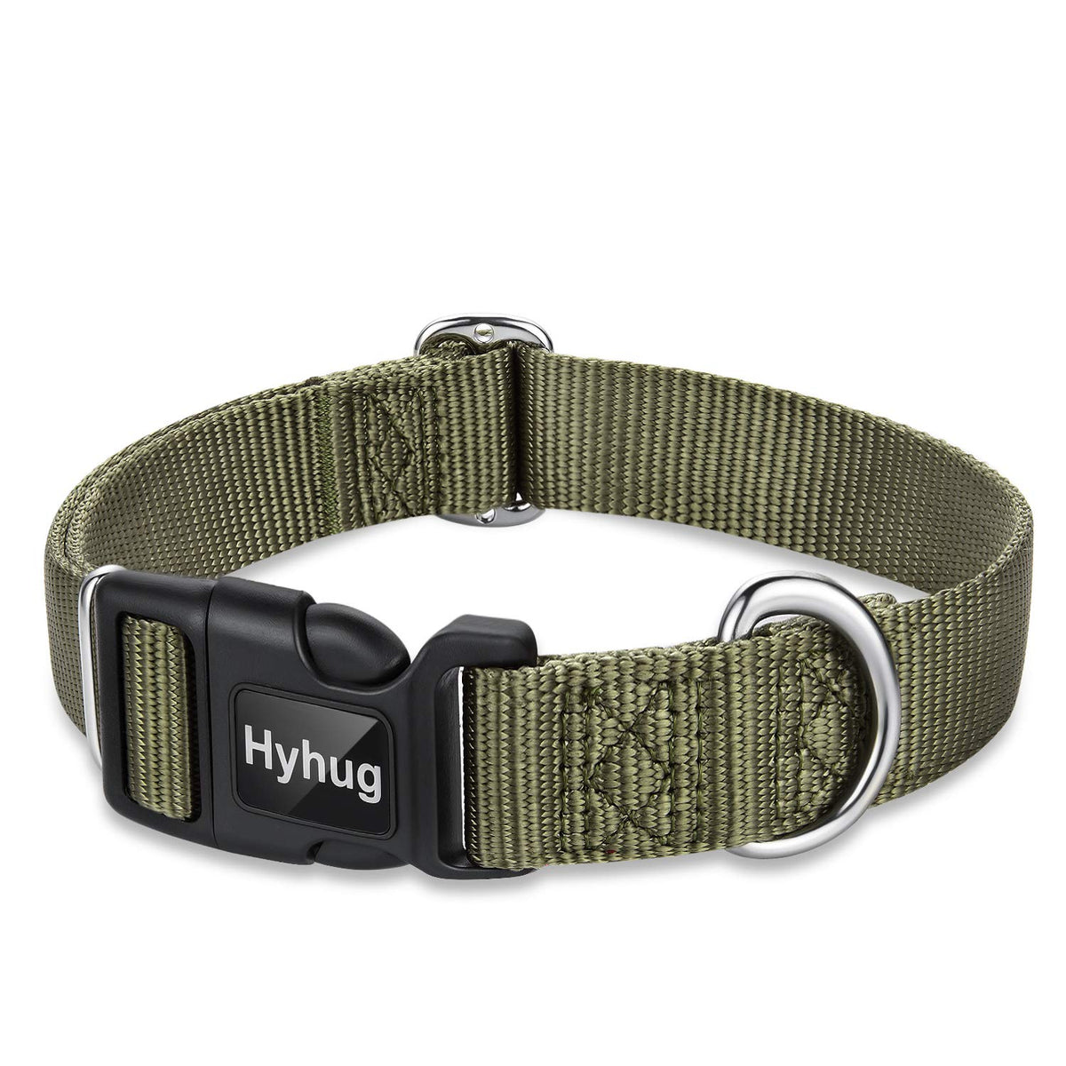 Hyhug Pets Classic Regular Pup Dog Collar With Buckle.(Small, Military Green)