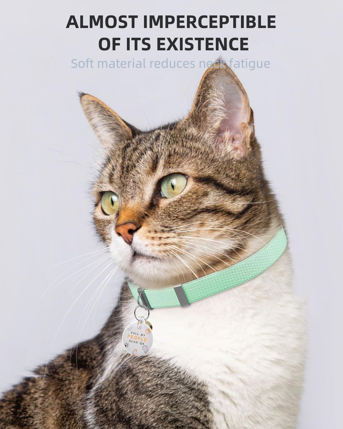 Cat Collar With Bell For Girl & Boy Cats - Non Breakaway Stretch Elastic Quick Release, Lightweight Kitten Collar, Adjustable &