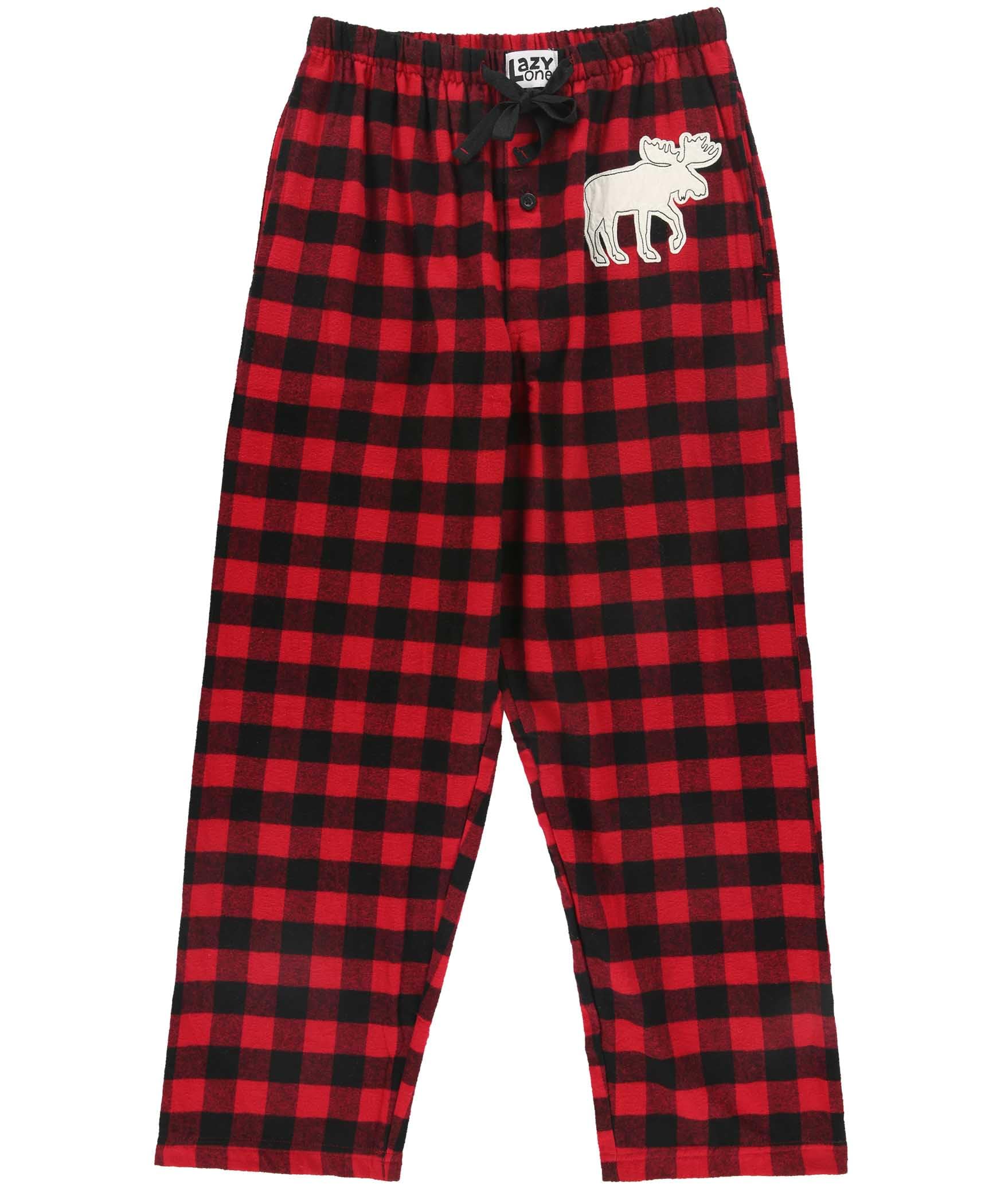 Lazy One Flannel Pajama Pants For Men Mens Separate Bottoms Lounge Pants Animal Plaid (Moose Plaid Medium)