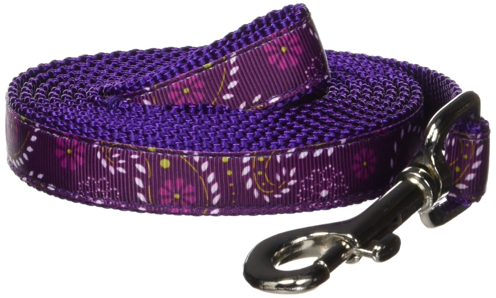 Medium Purple Pretty Paisley Dog Leash: 3/4 wide, 6ft length - Made in USA.