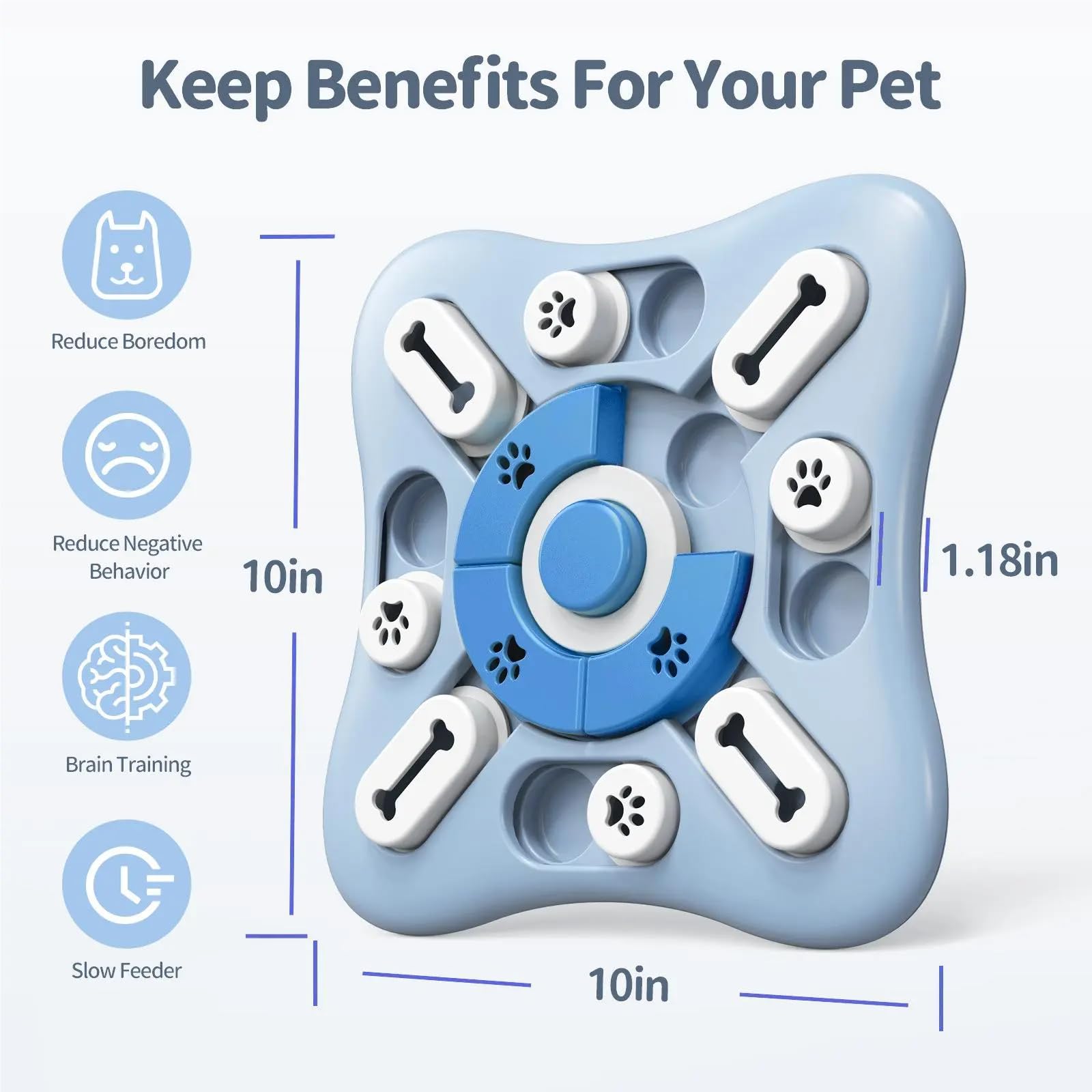 Interactive Dog Puzzle Toys, Slow Feeder Treats Dispenser with Squeaker for Mental Stimulation, Food Dispensing Toy for Small Me