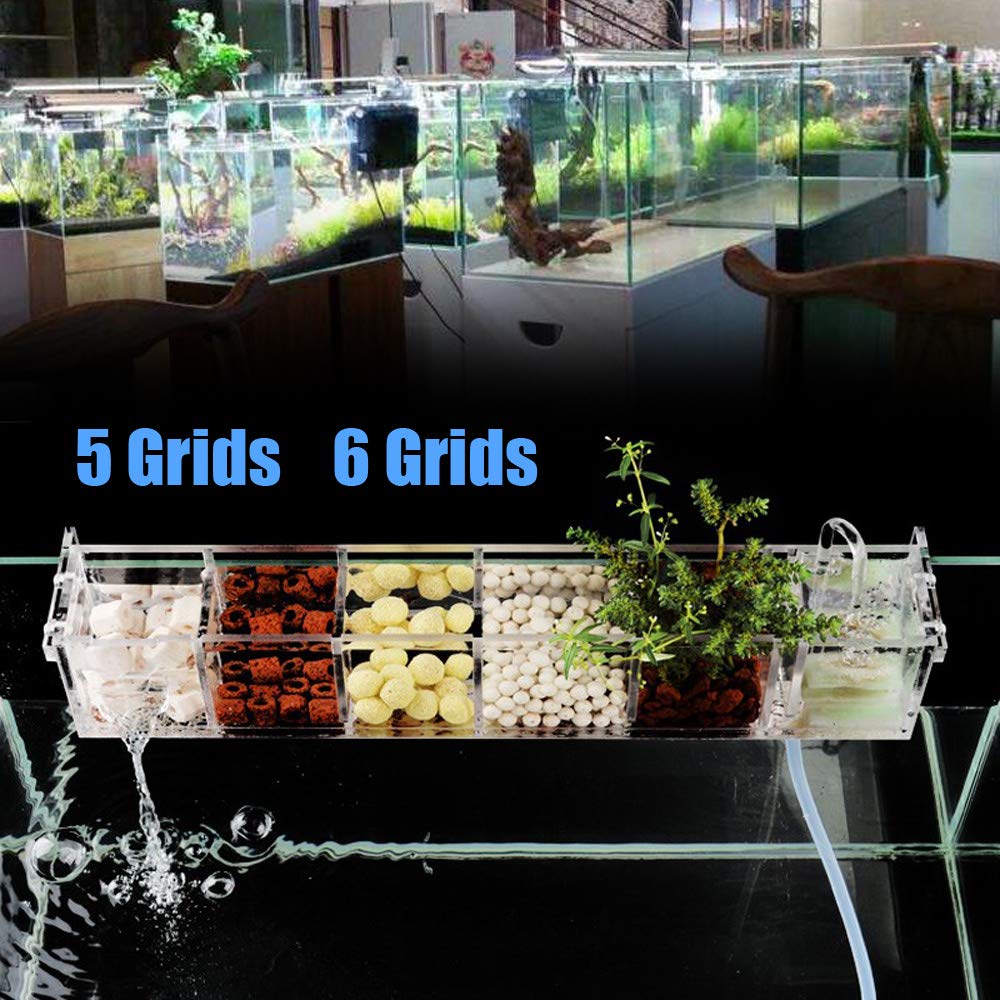 DOONARCES 6 Grids Acrylic Fish Tank Filter Box External Aquarium Water Filter Case Transparent Acrylic Hang On Filter Box Aquari