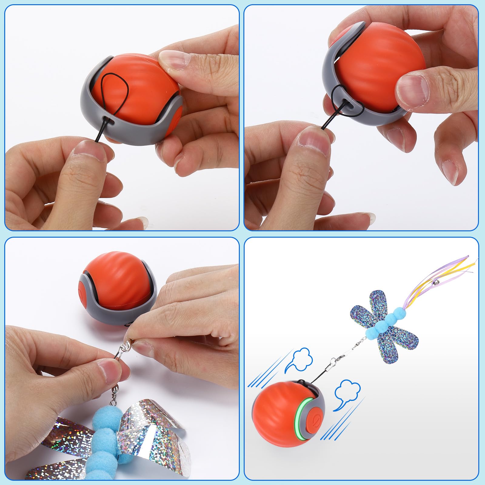 Baborui 3Pack Tails For Interactive Cat Toy Ball, Replaceable Cat Ball Tail, Only Tails(Interactive Cat Toy Balls Not Included)