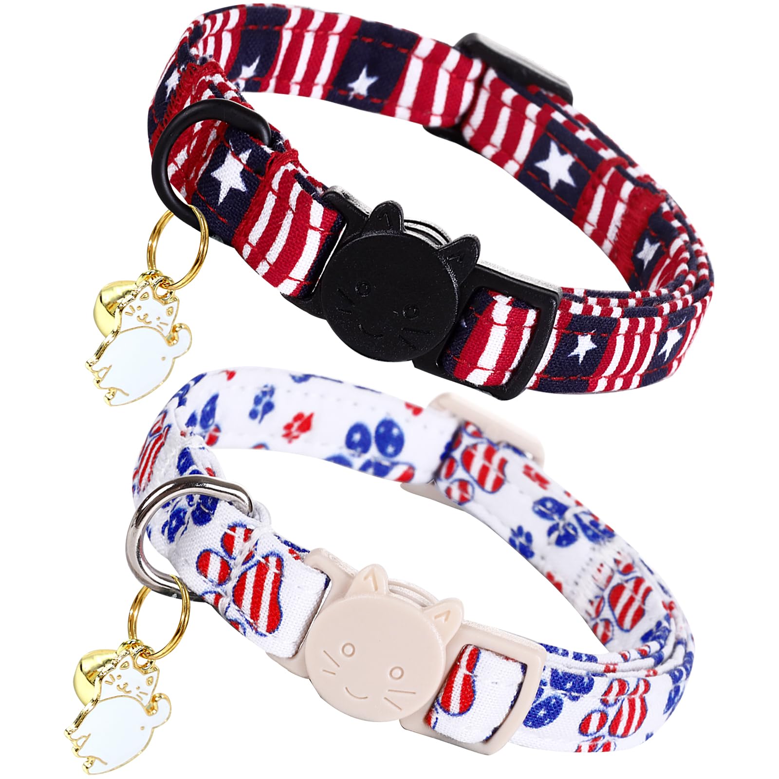 Lionheart Glory St Patrick Cat Collar Breakaway With Bell & Pendant, 2 Pack Kitten Collar Pink Green Lucky Colver Cats Collar So