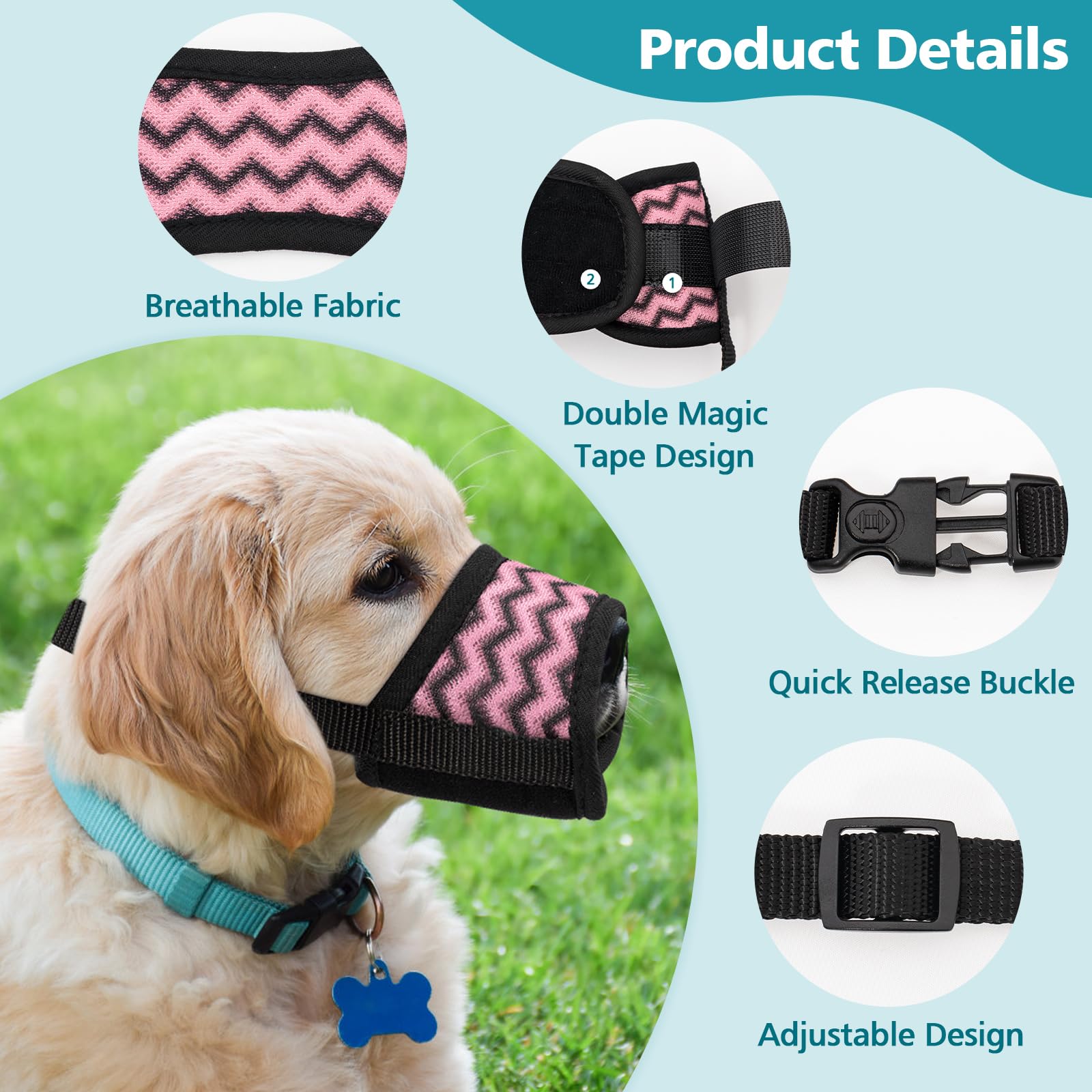 Coppthinktu Dog Muzzle For Small Medium Large Dog, Soft Mesh Muzzle For Dog Adjustable Dog Muzzles To Prevent Biting Dog Mouth G