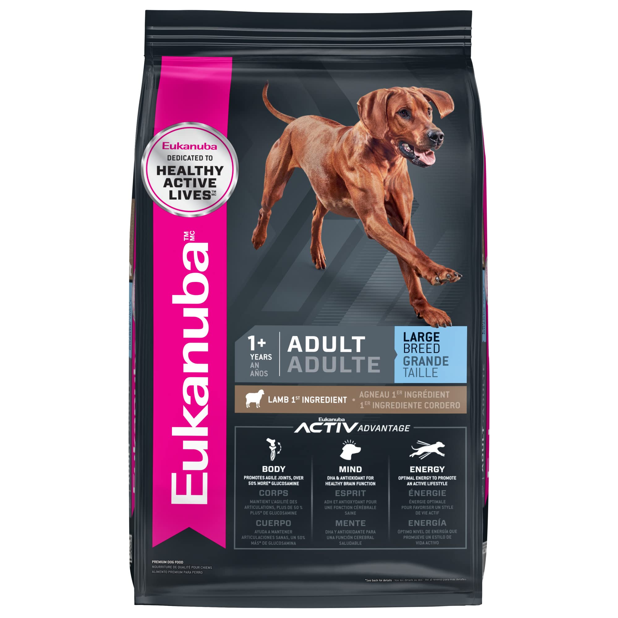 Eukanuba Adult Large Breed Dog Food Dry, Lamb 1st Ingredient, Dog Food Dry Formula for Large Dogs with Protein, DHA and Vitamins