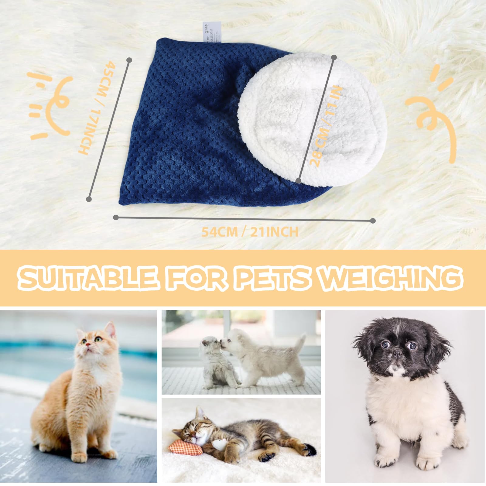 Amiitry Cat Sleeping Bag, Blue, 11 X 17.7 X 15.7 Inches, Cat Bed, Self Warm Winter Sleeping Bag For Indoor Cats, Cotton Material