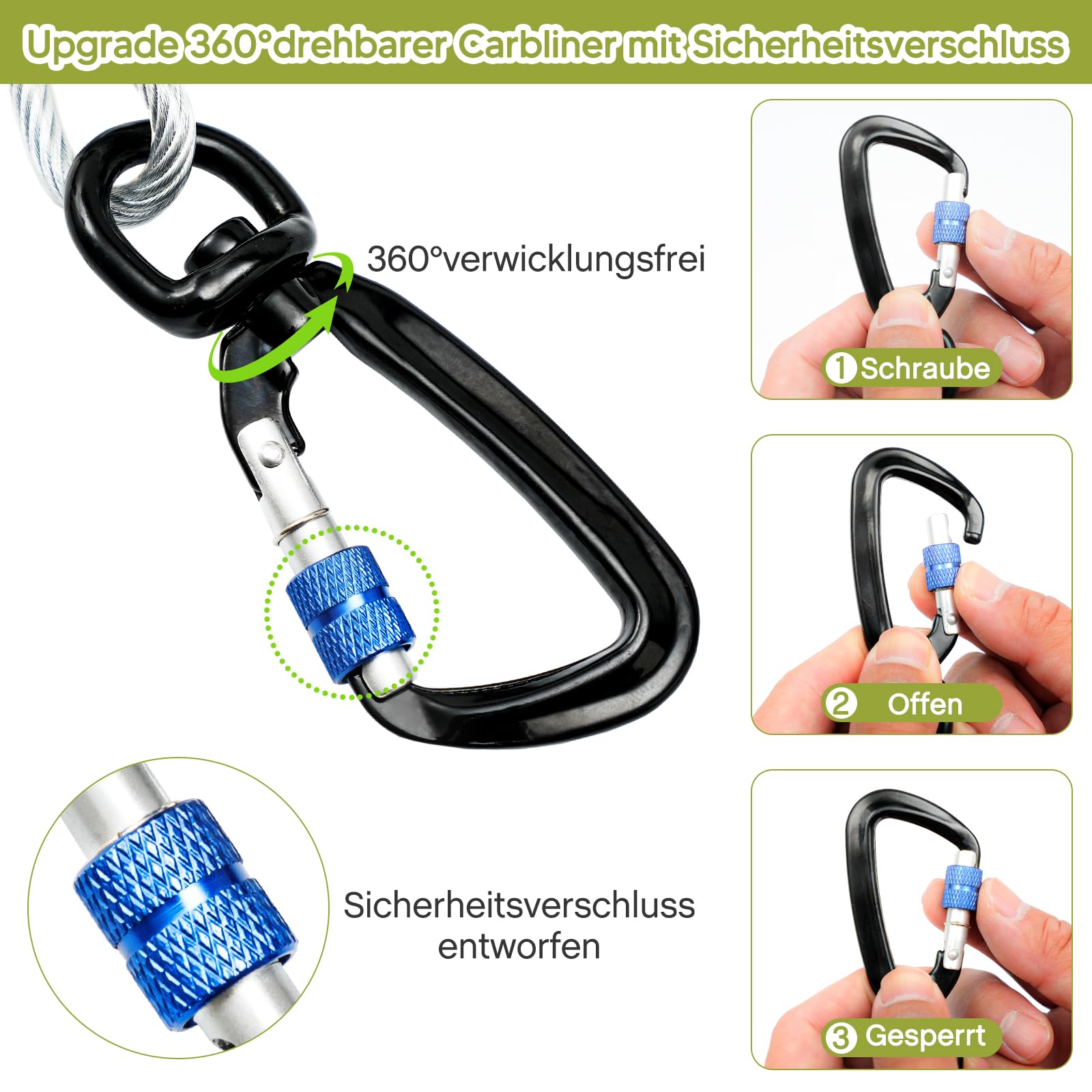 Furggis Tie Out Cable For Dogs,10/15/20/30/50Ft Cable,1000Lbs Break Strength,Heavy Duty Dog Lead For Medium Large Dogs,Dog Runne