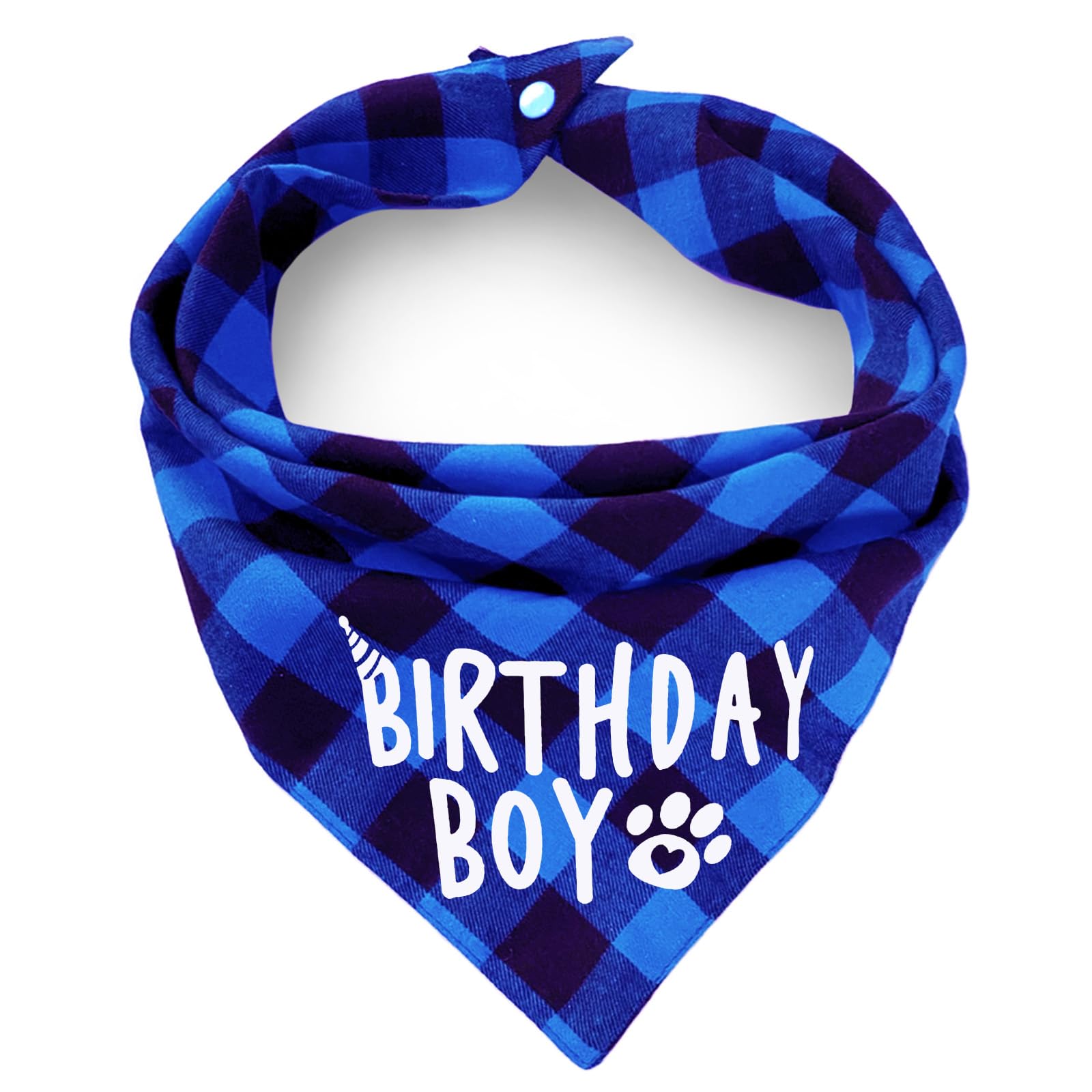 Anf Birthday Plaid Dog Bandana And Triangle Dog Scarf - Soft Cotton, Dual Layer, Washable Bandanas With Adjustable Button For Gi