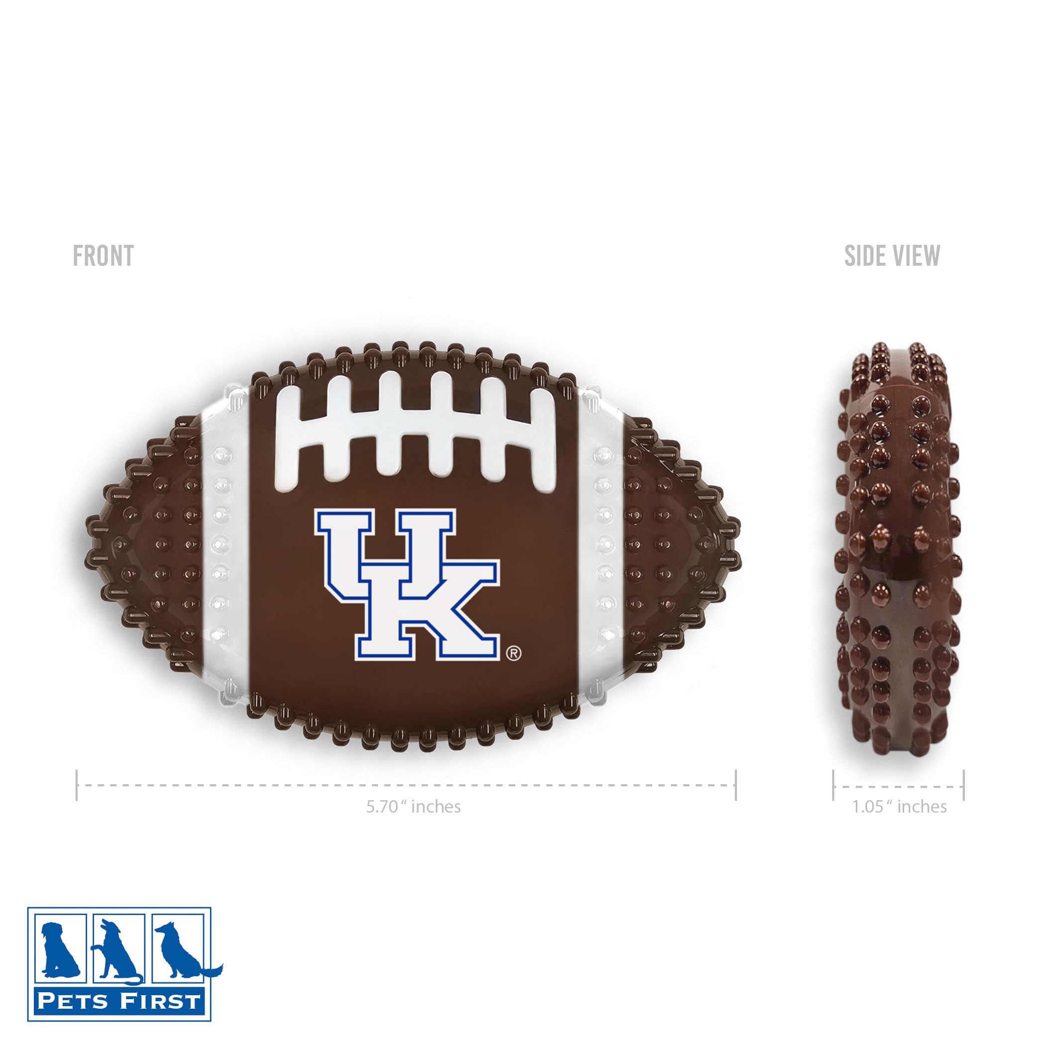 Ncaa Kentucky Wildcats Mega-Chew Hard Nylon Bacon-Flavored Dog Bone Football Chew Toy. Interactive Tasty & Fun Dog Chew Toy. Ind