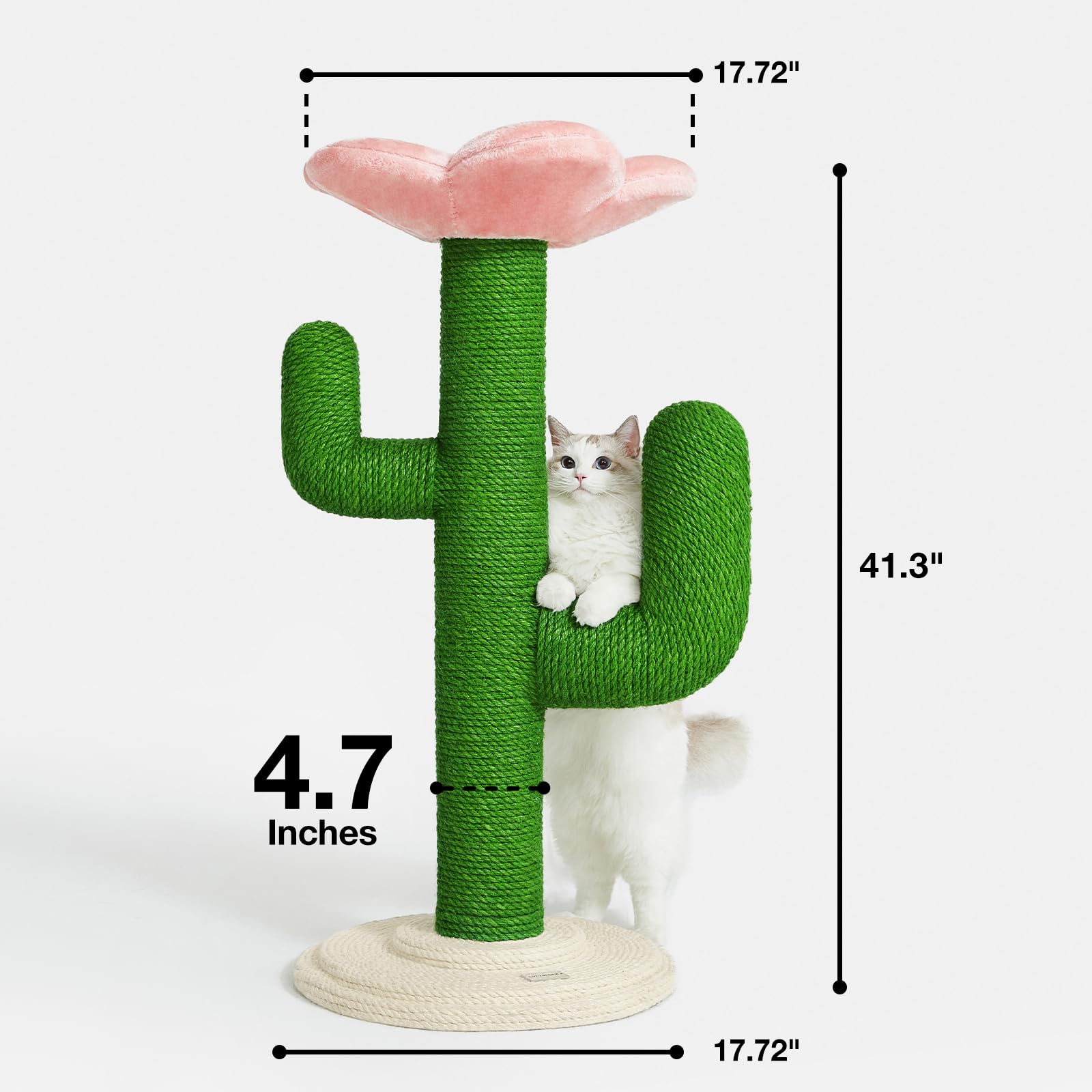 Vetreska Cat Scratching Post Cactus Cat Scratchers For Indoor Cats, 41.3' Tall Vertical Cat Tree With Hammock, Full Wrapped Sisal Rope Cat Scratch Post For Adult Cats And Kittens