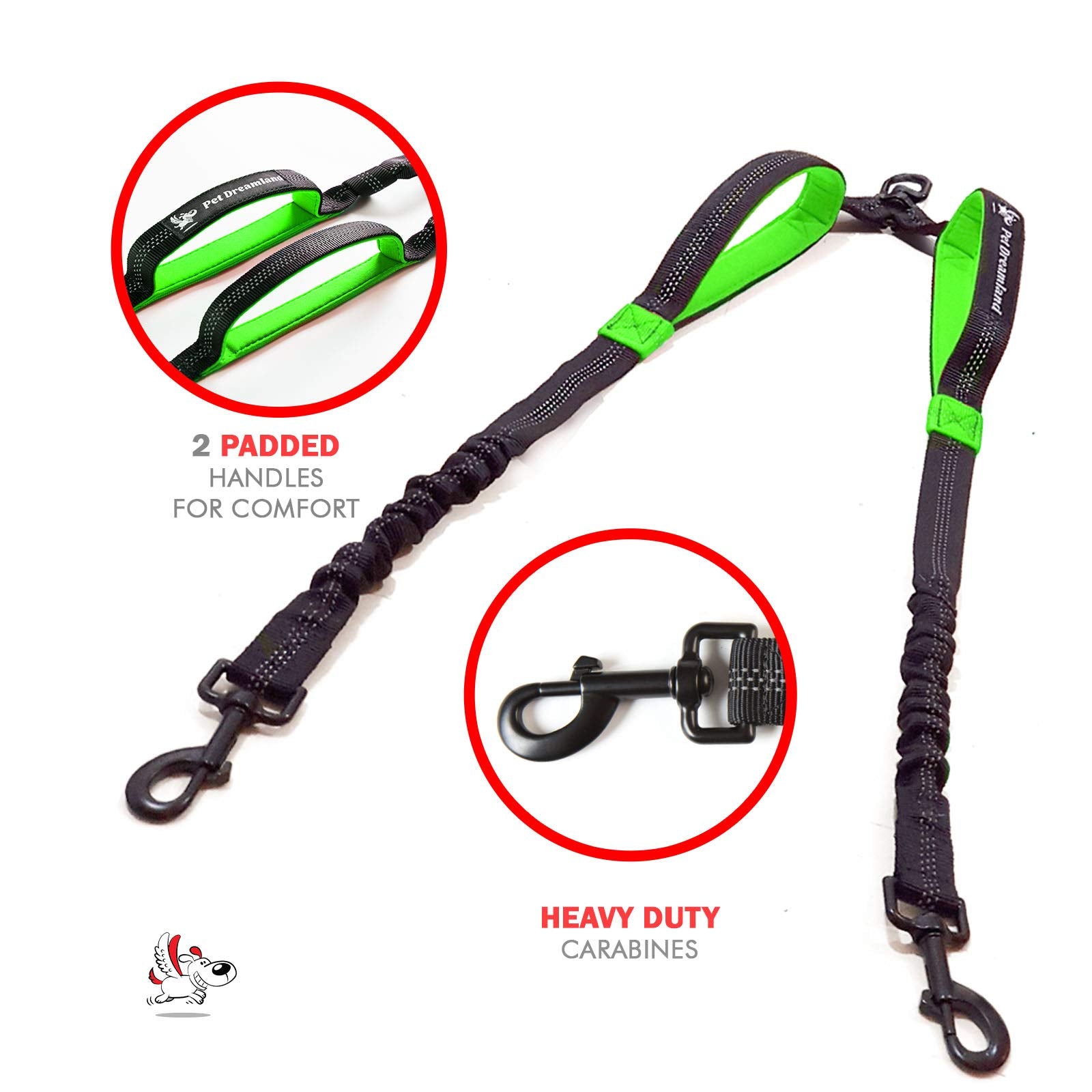 Two Dog Leash Splitter | Double Dog Leash For Large Dogs Heavy Duty | No Tangle 2 Dog Leash Coupler | Dual Dog Leash Attachment | Retractable Dual Leashes For 2 Dogs