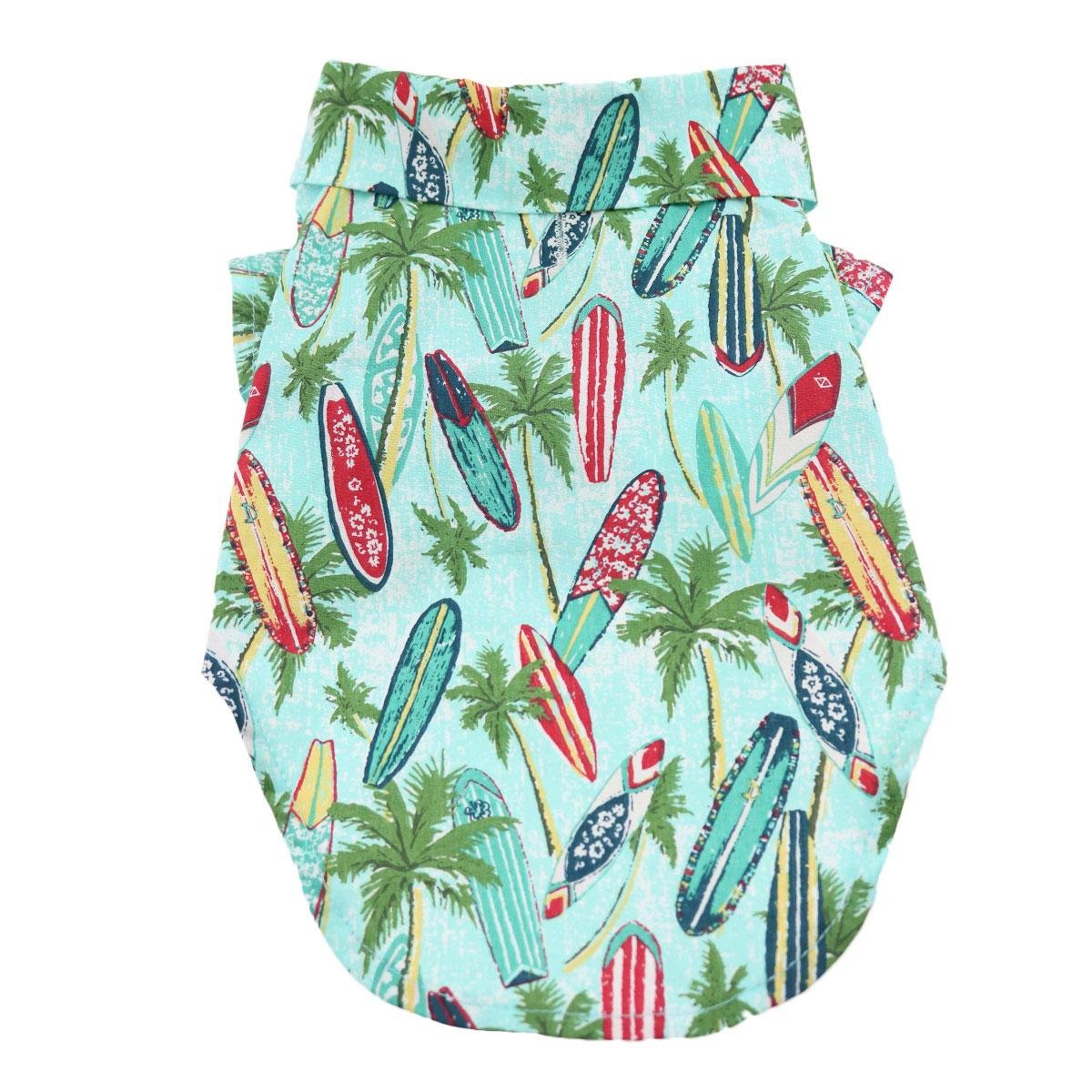 Doggie Design Hawaiian Camp Shirts (Xxs, Surfboards & Palms)