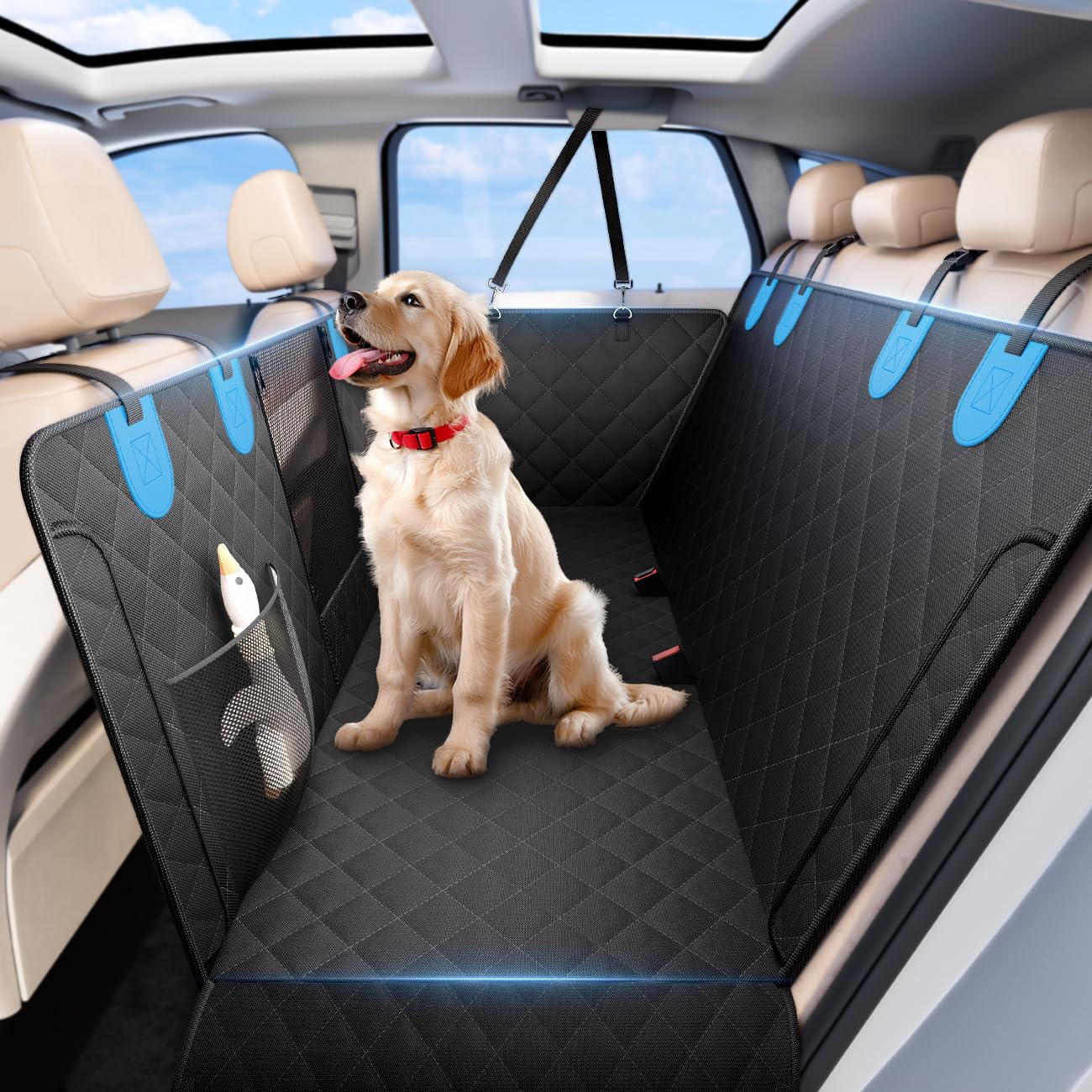 Wigoo Upgrade Soft Dog Car Seat Cover For Back Seat, [Protect Interior, Waterproof & Easy To Clean] Soft Bottom Backseat Dog Car