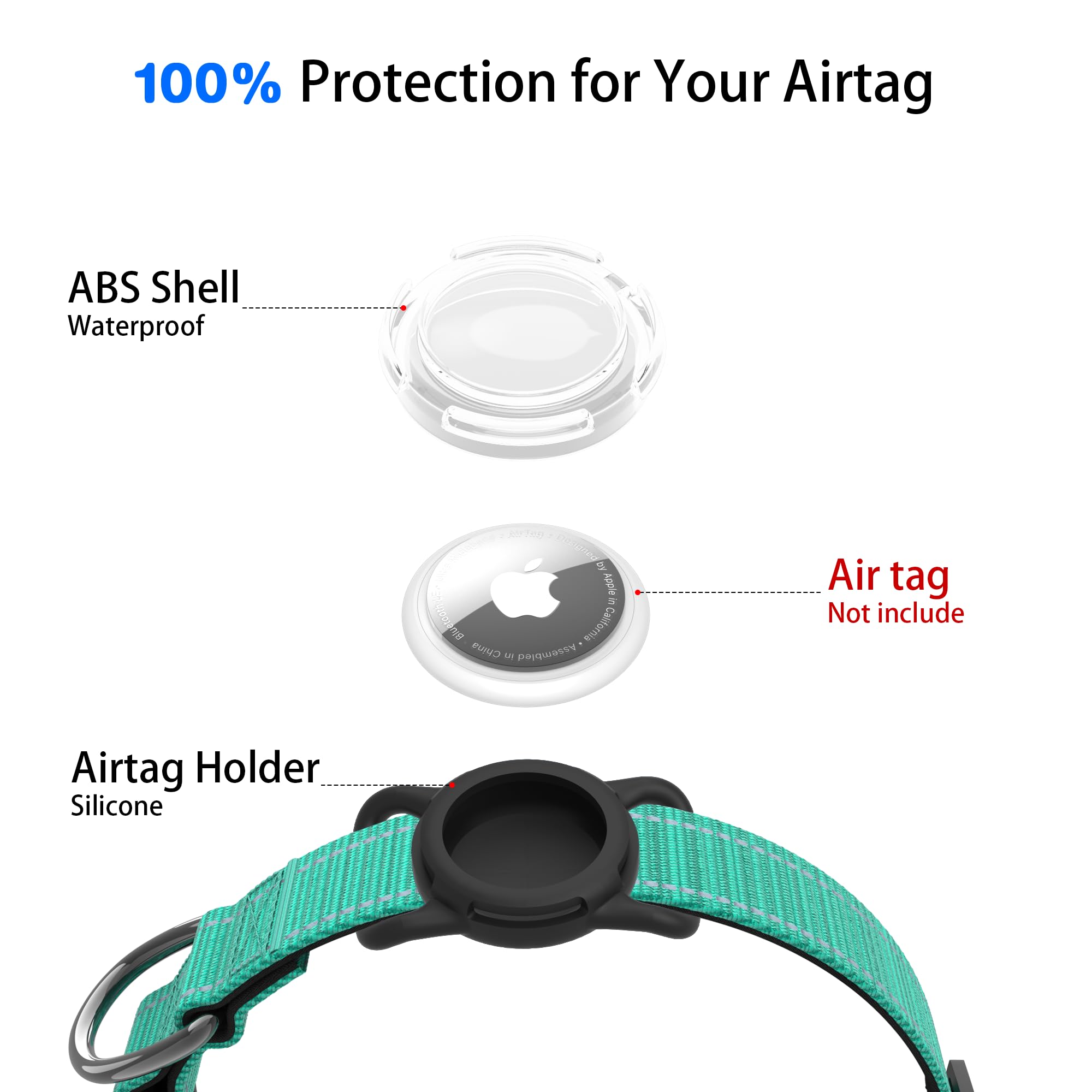 Airtag Dog Collar With Qr Code, Reflective With Airtag Holder, Soft Padded & Safety Locking Buckle Adjustable For Medium Dogs (T
